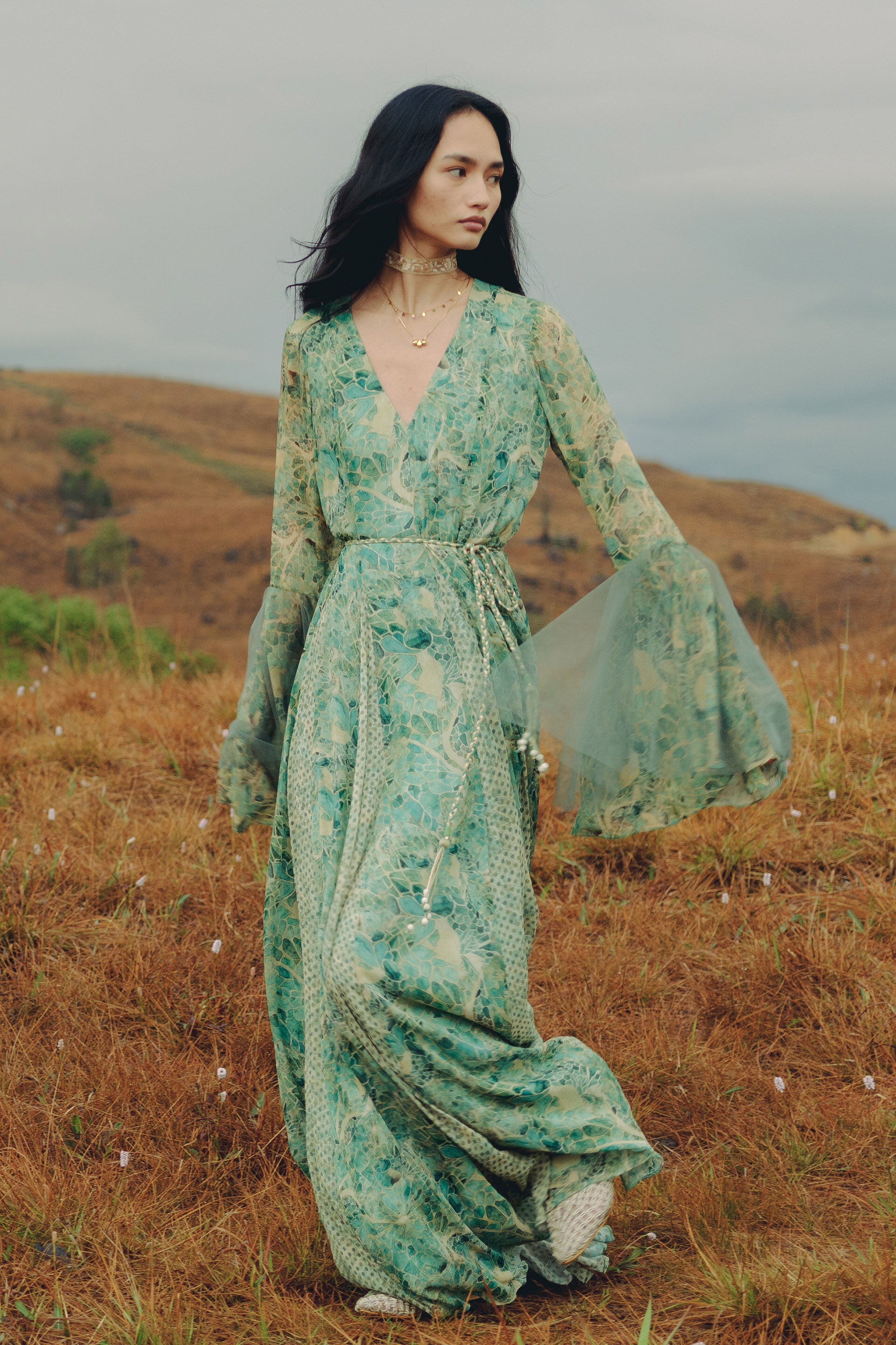 Kumi Bemberg Kaftan - Green, Green, image 3