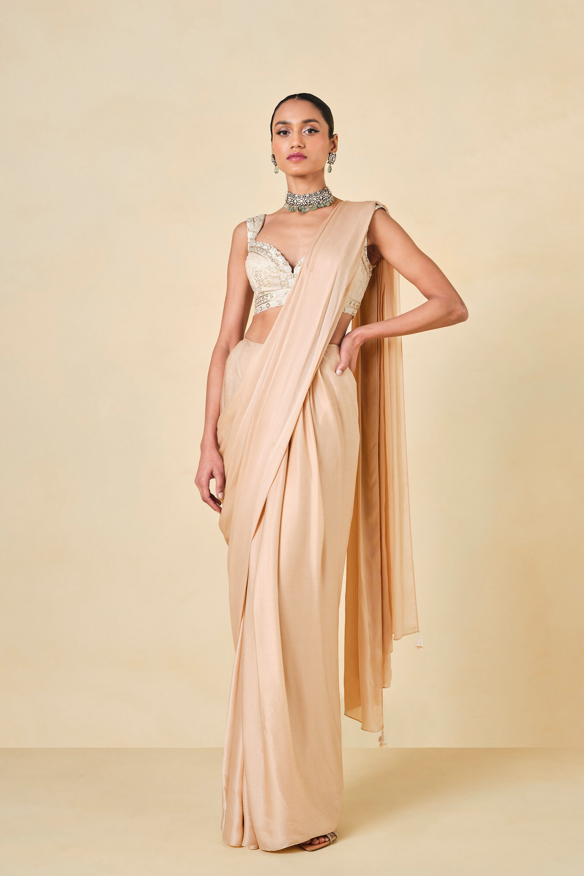 Pre draped saree gown online discount