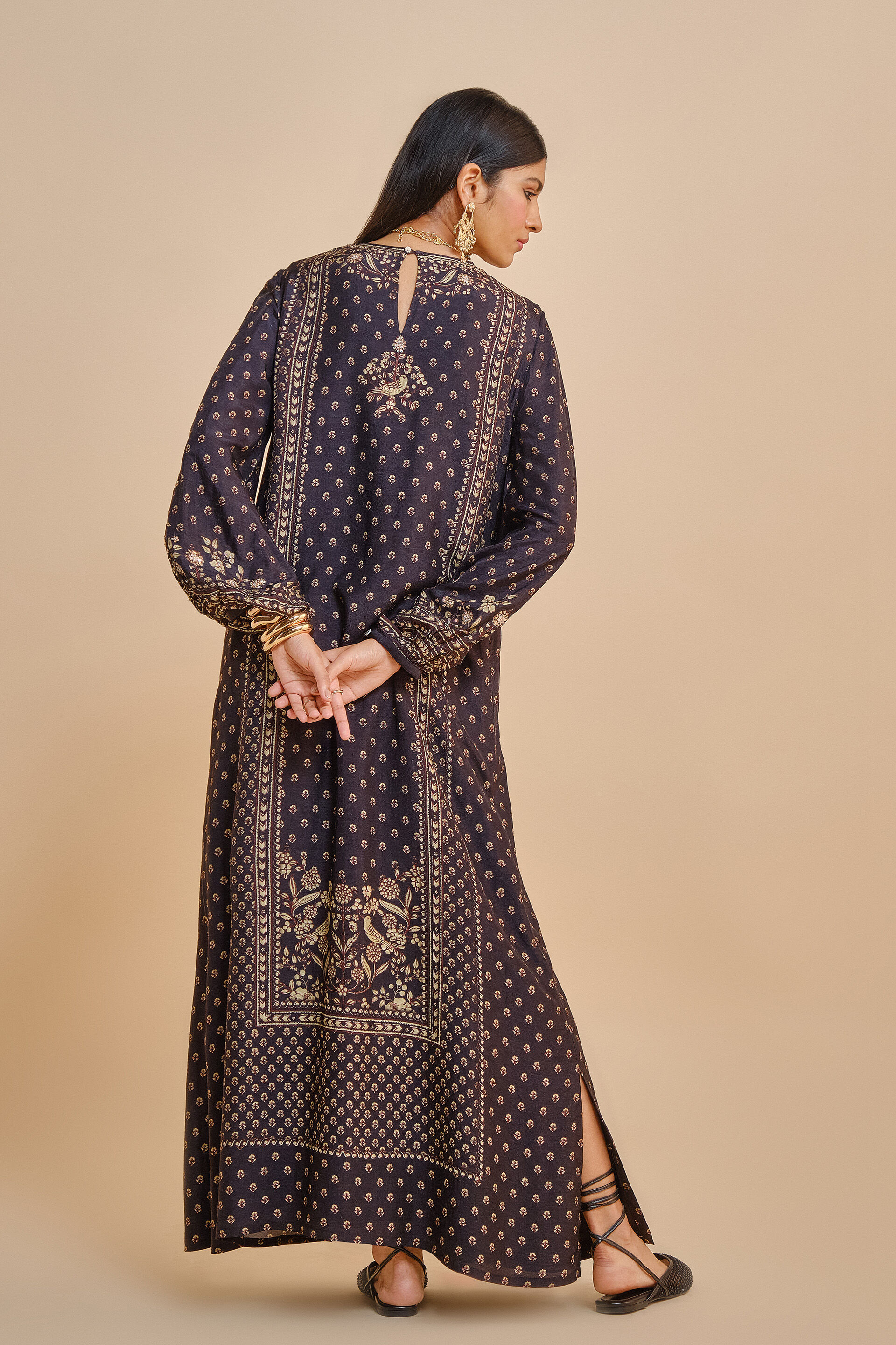 Gwylan Silk Kaftan - Black