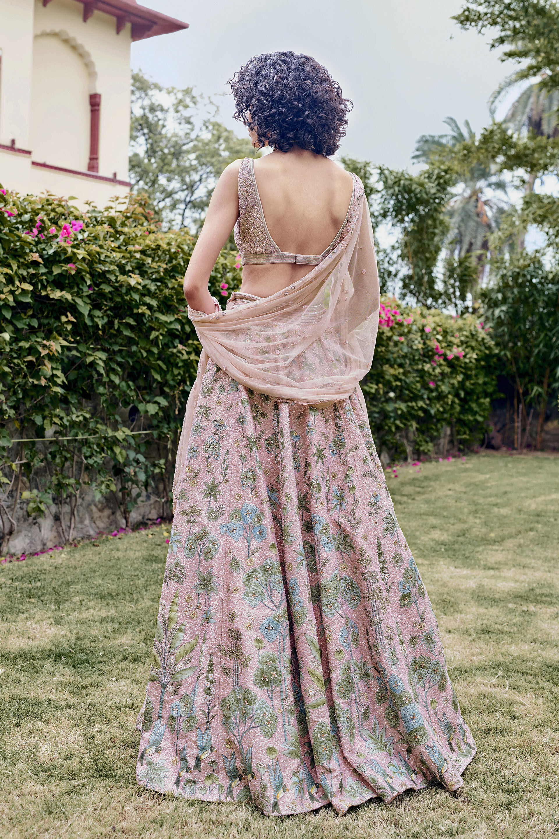 Bloom Hand-painted Pichhwai Lehenga Set - ​Blush