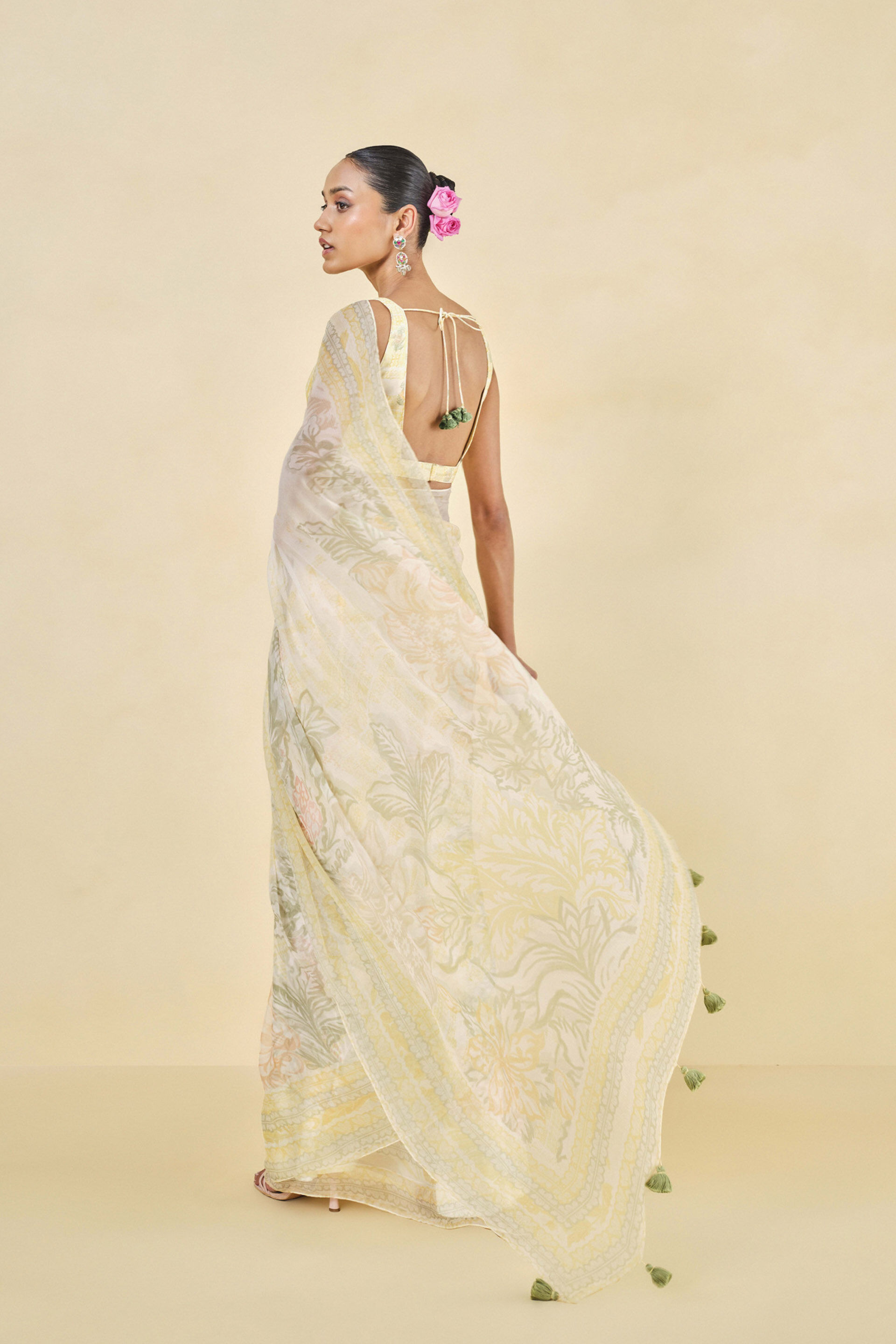 Cerrado Lyocell Saree, Yellow, image 2