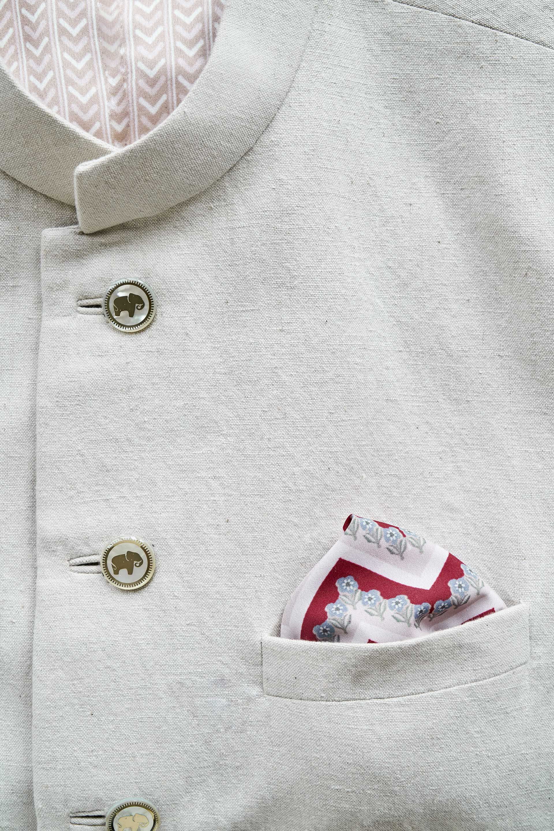 Ohas Pocket Square - Off White, Off White, image 3