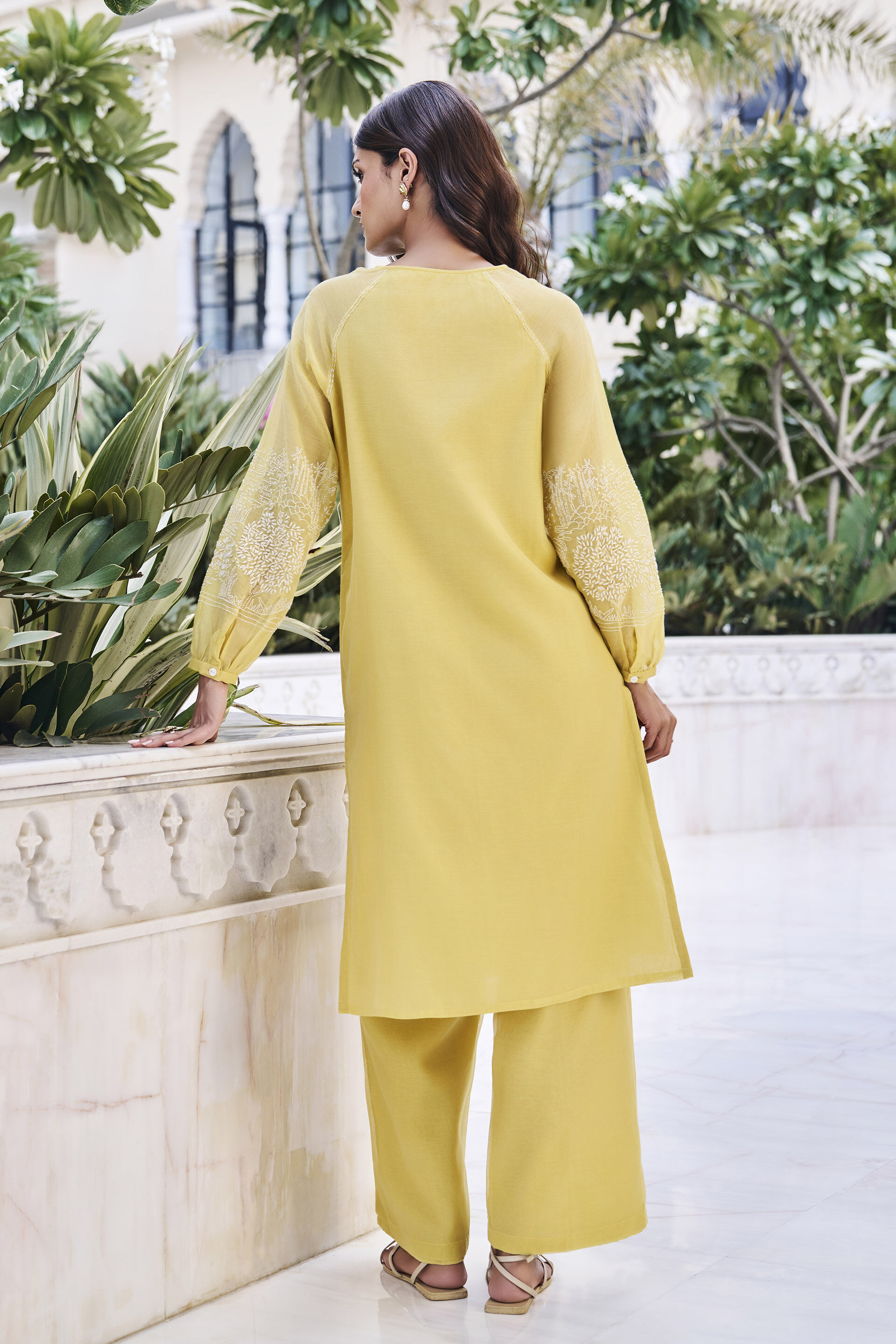 Iseda Yellow Kantha Hand-embroidered Co-ord