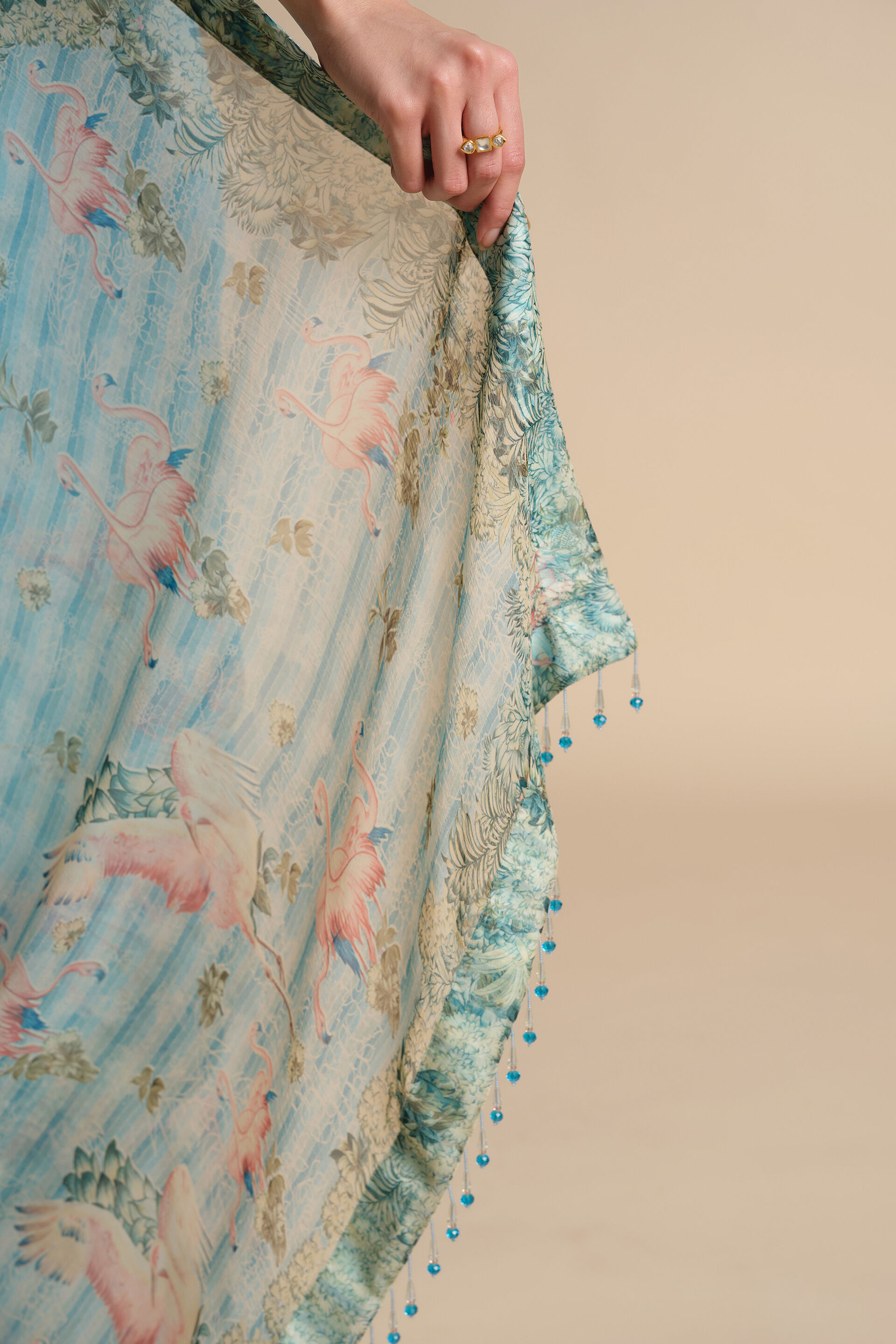 Sagara Printed Chiffon Saree - Powder Blue, Powder Blue, image 9