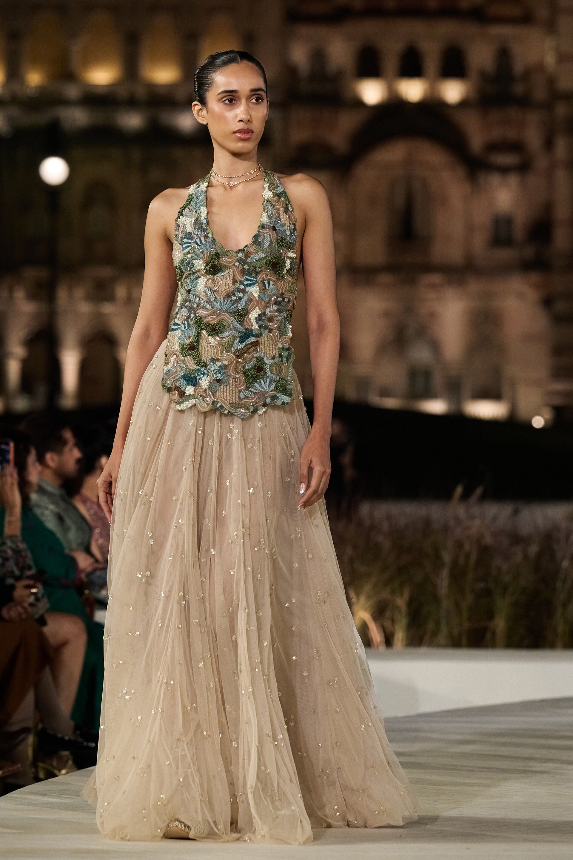 Avaris Embroidered Skirt Set - Beige