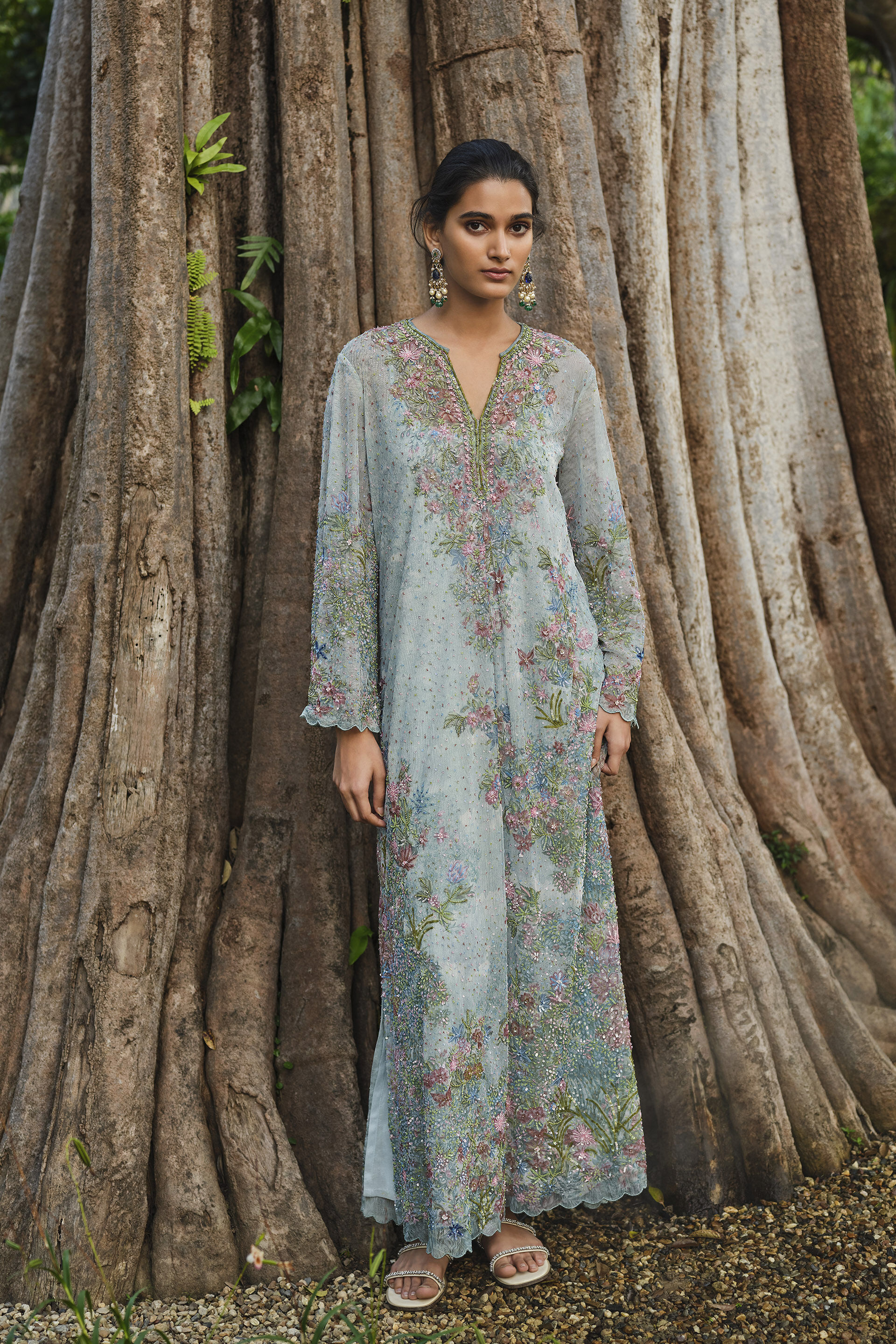 Silaam Printed Kaftan - Powder Blue