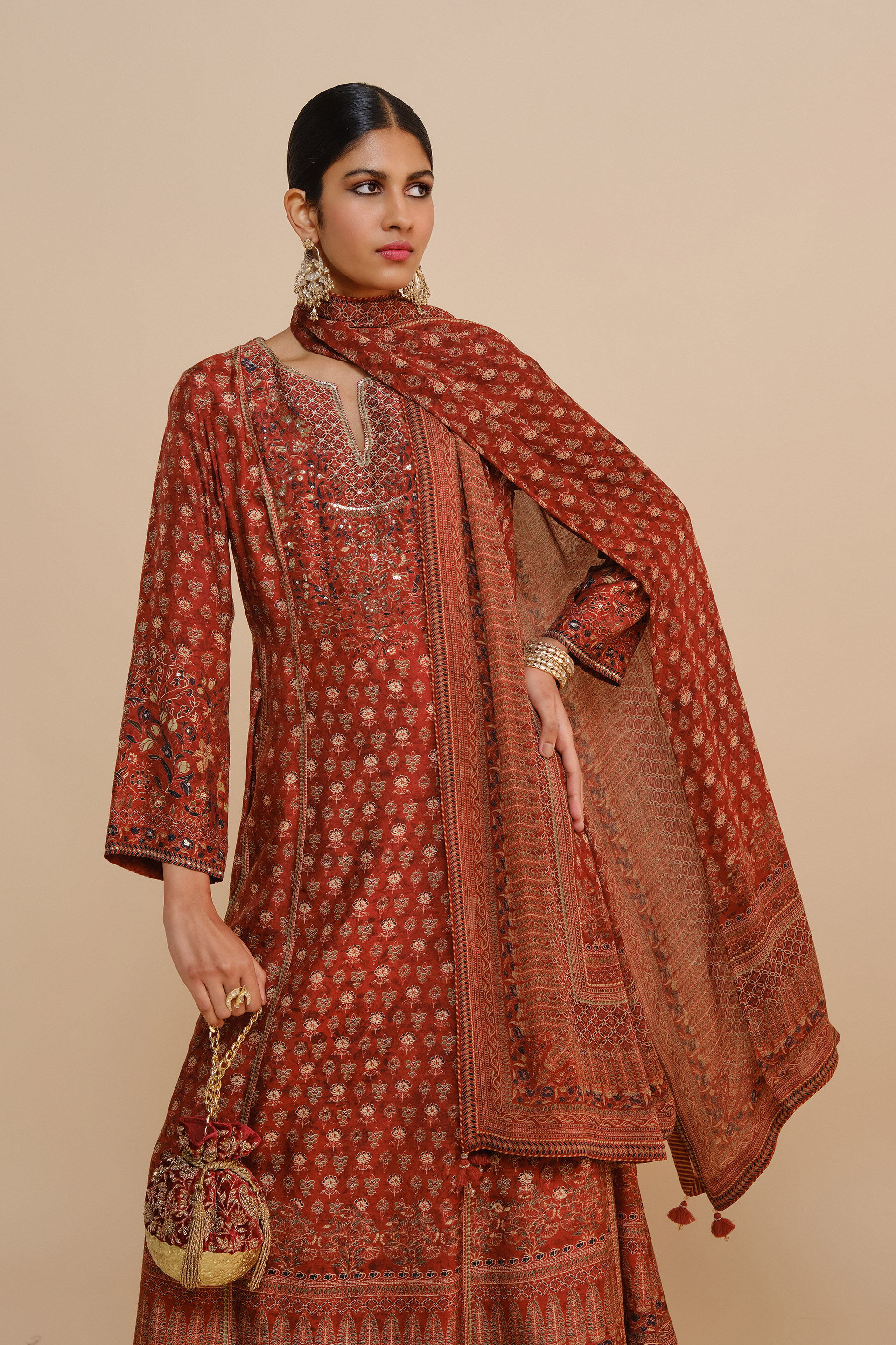 Emira Silk Suit Set - RUST, Rust, image 4