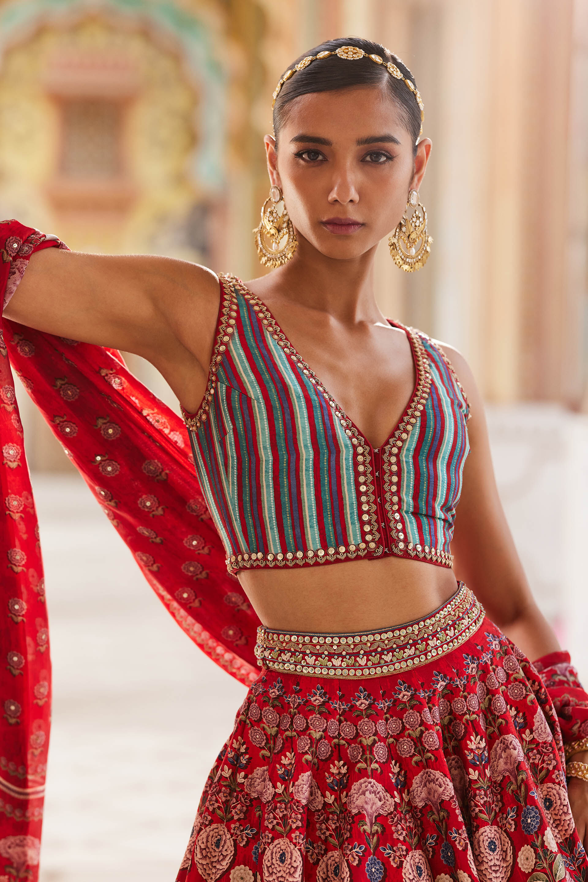 Ghazal Lehenga - Red, Red, image 9