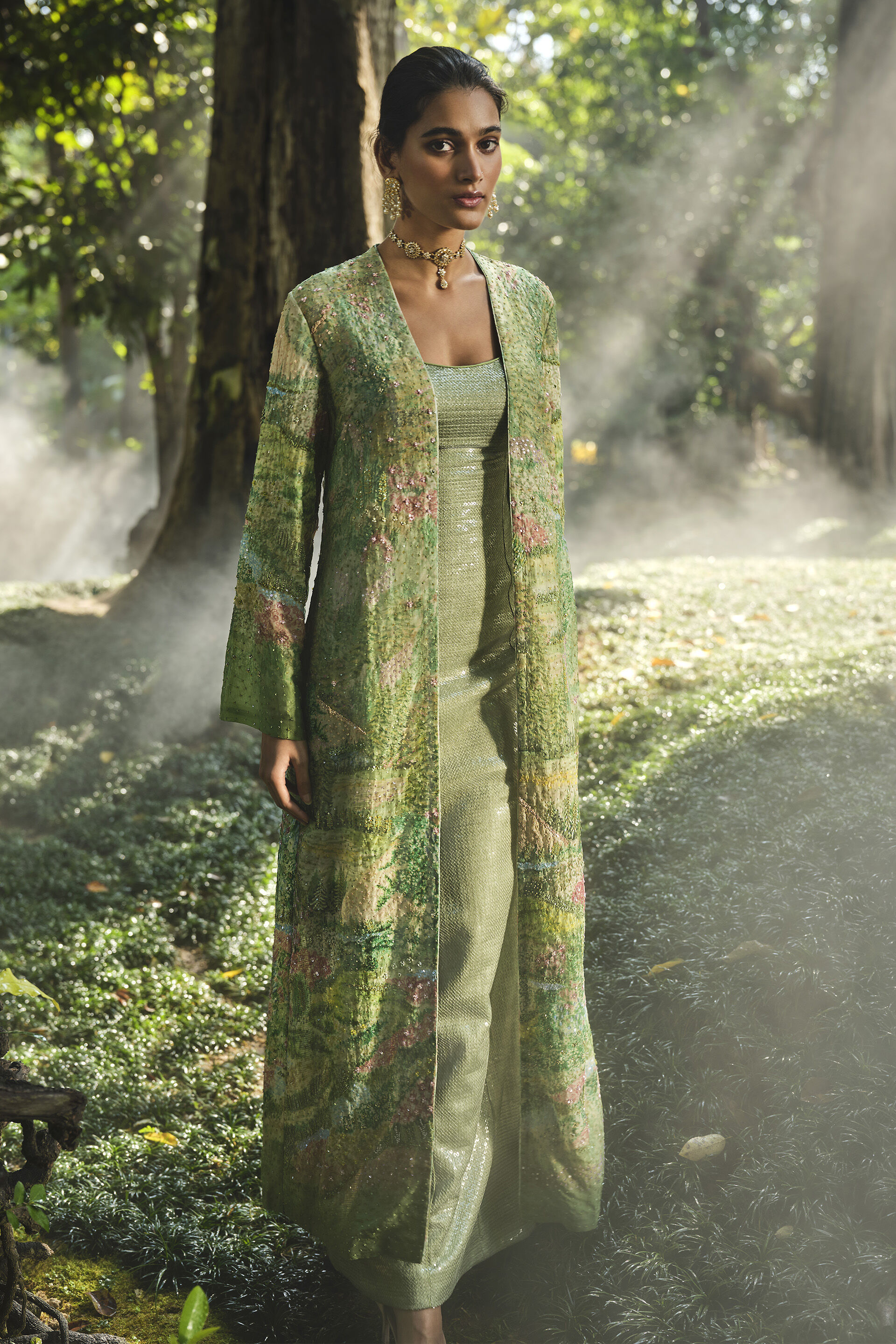 The Liveforest Embroidered Jacket Set - Sage