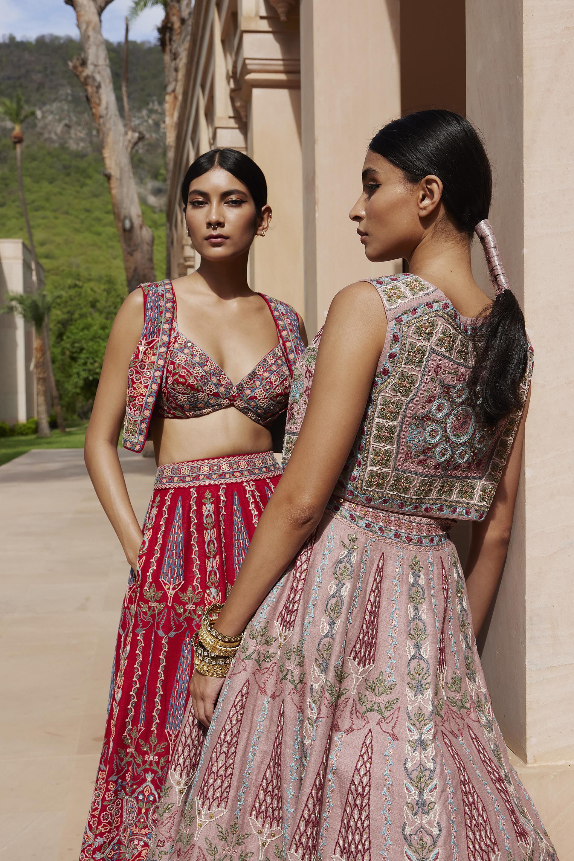 Embroidered silk skirt store
