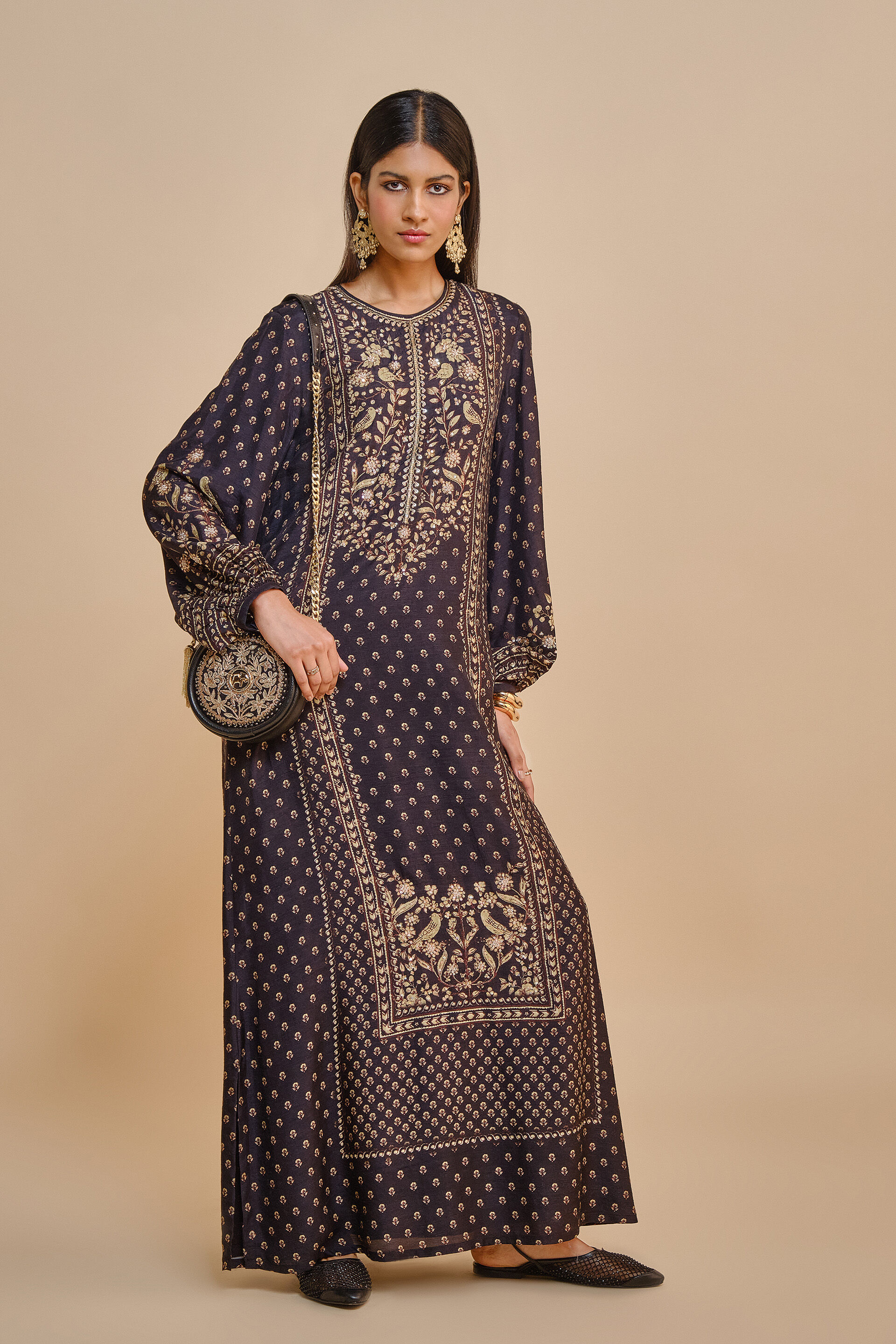 Gwylan Silk Kaftan - Black