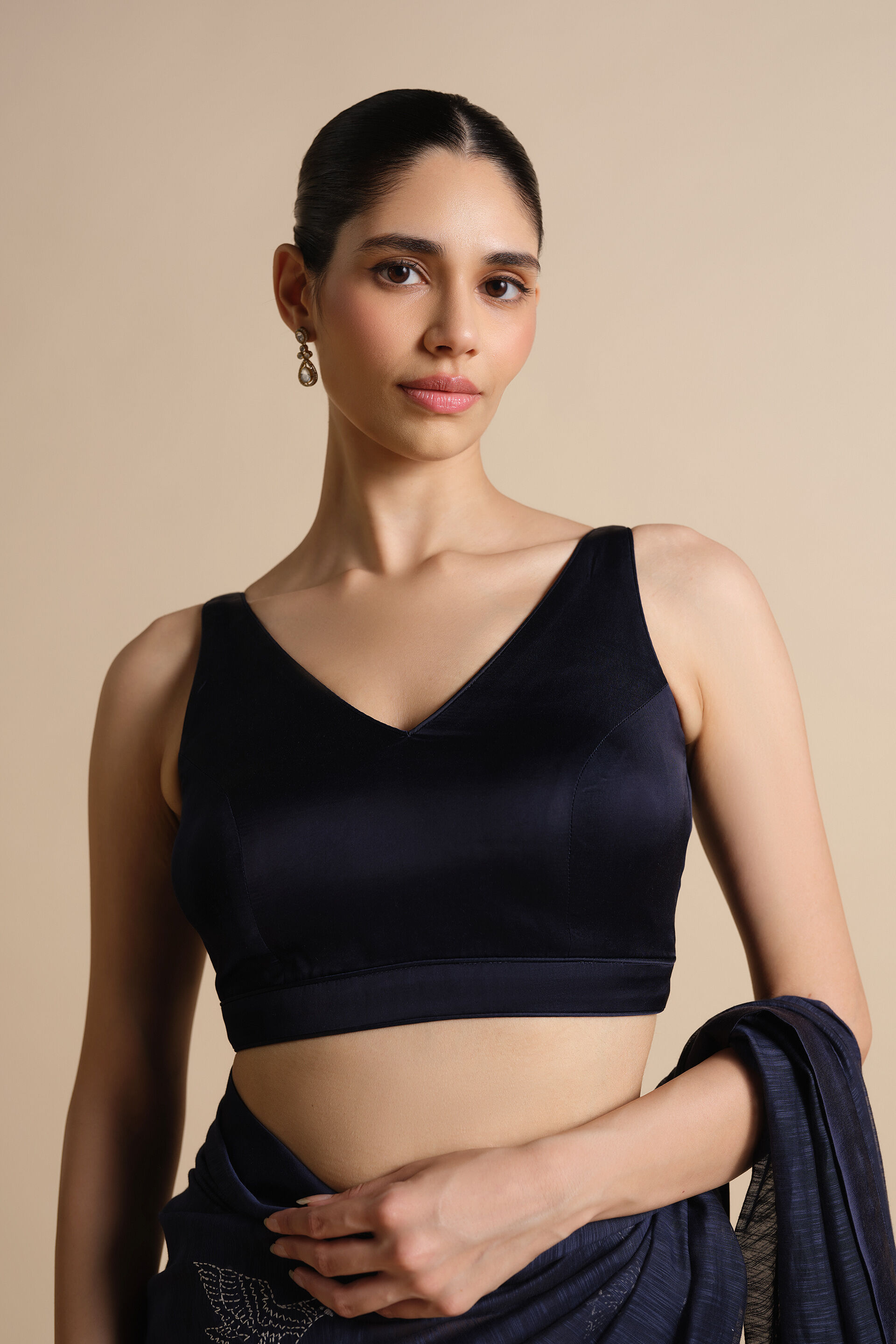 Shahaf Hand-embroidered Kantha Saree - Indigo, Indigo, image 4