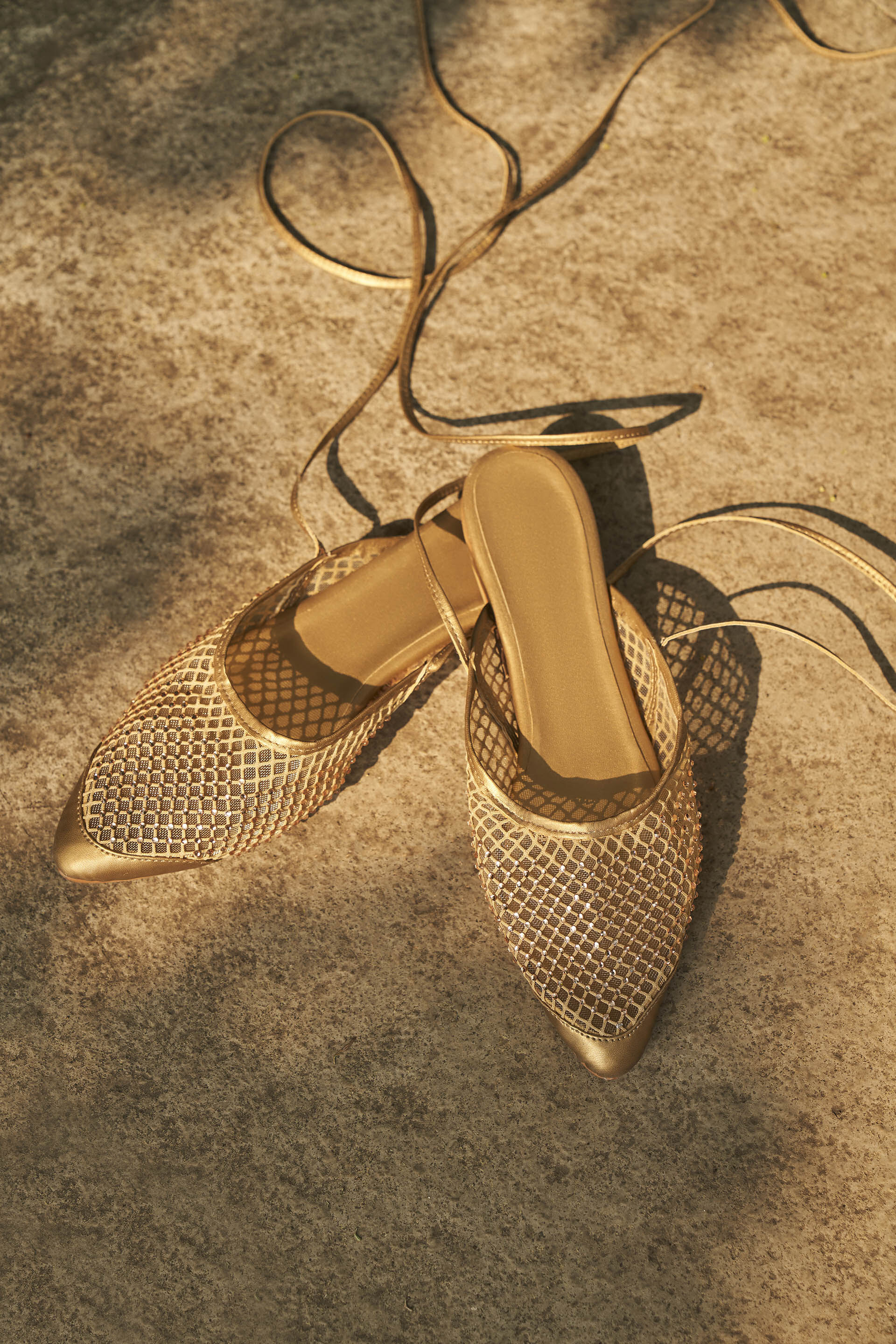 Siofra Ankle-Tie Mules - Gold, Gold, image 1