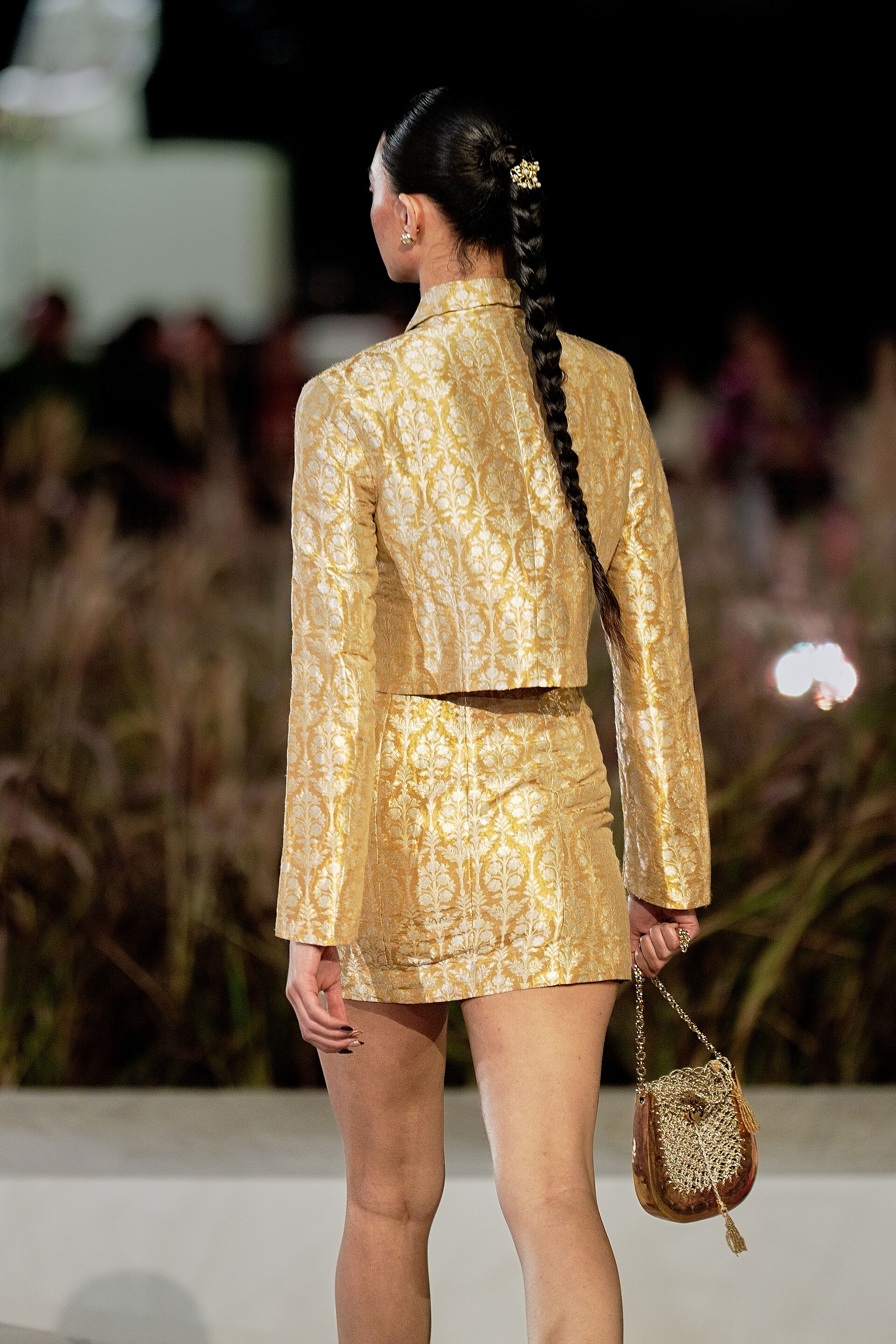 Florise Handwoven Benarasi Silk Skirt Set - Gold