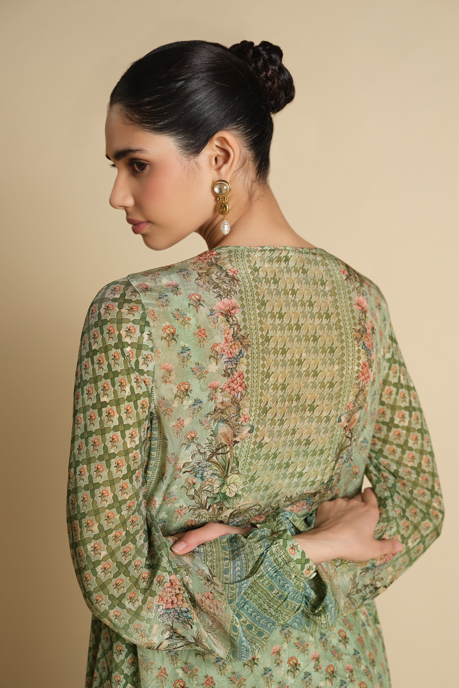 Rowan Printed Kaftan - Sage, Sage, image 6