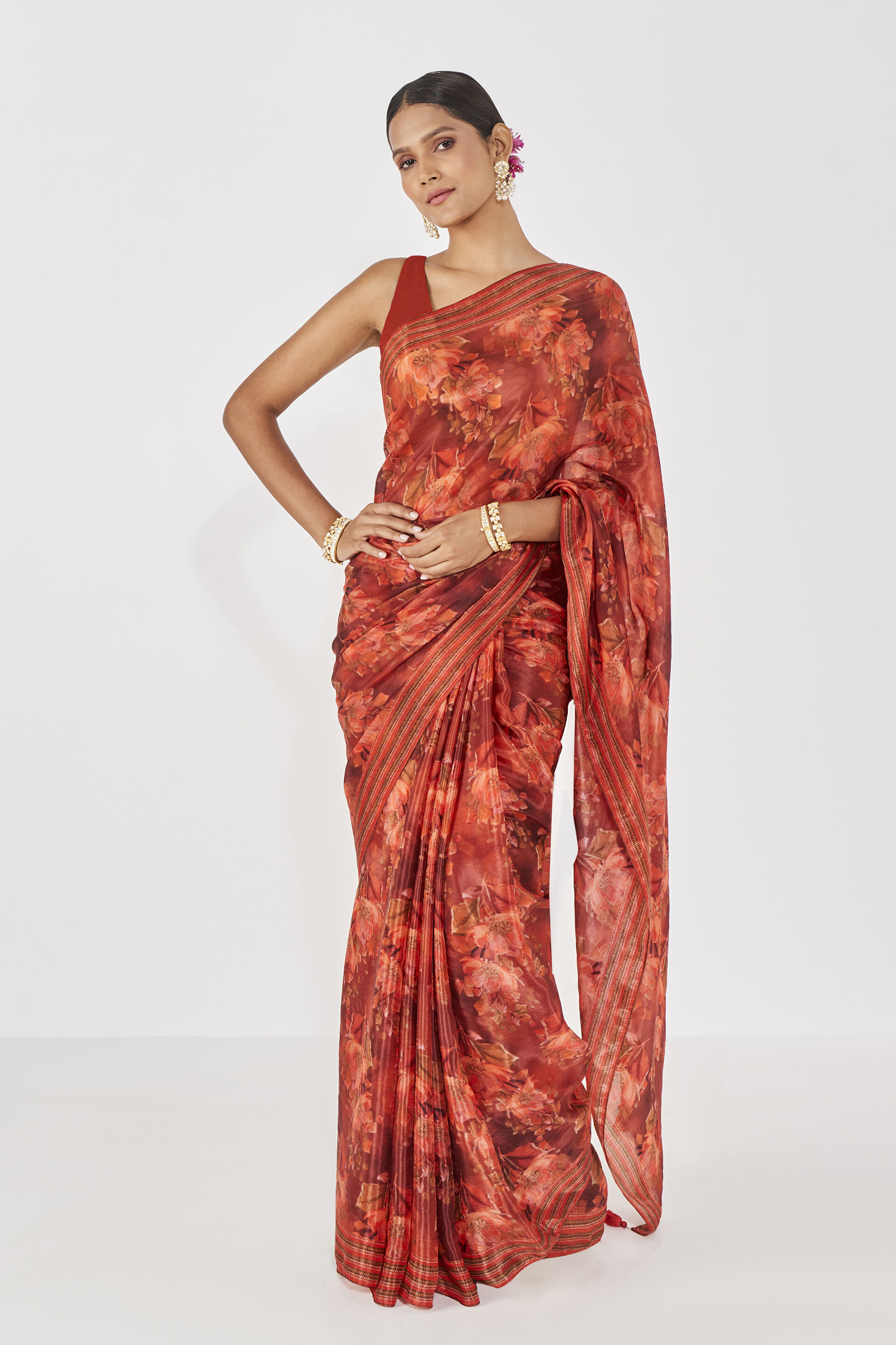 Tanaz Saree - Orange, , image 1