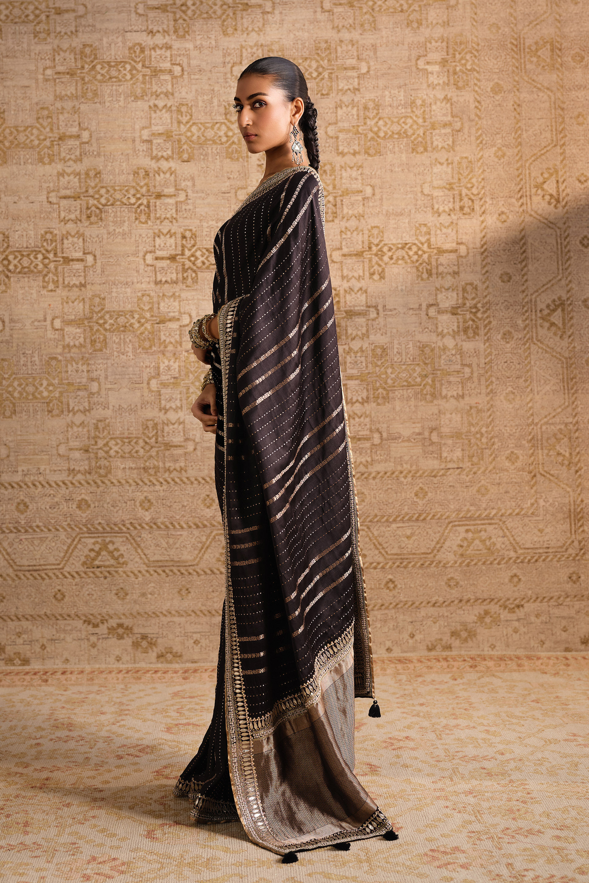 Drishika Handwoven Benarasi Silk Saree, Black, image 4
