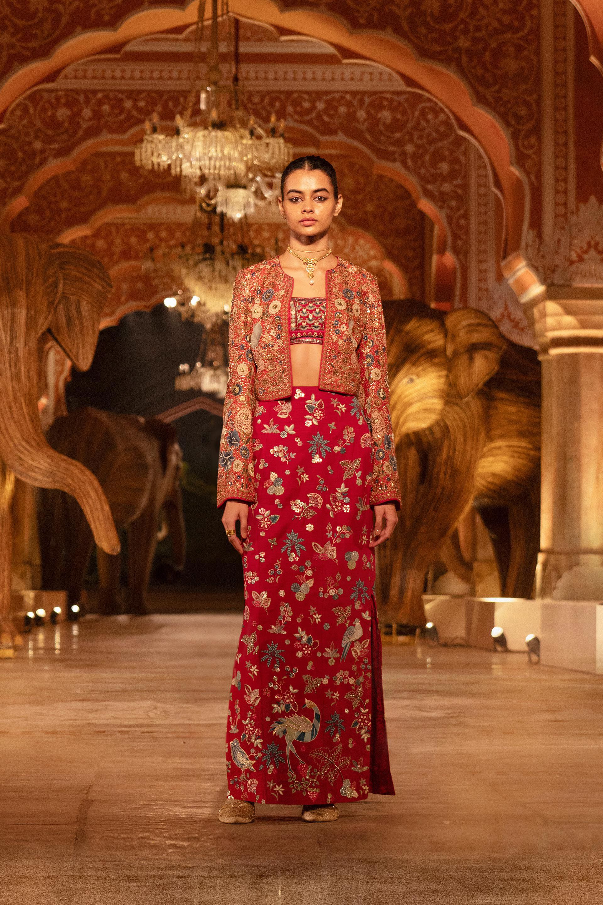 Buy Flame Of The Forest Skirt Set Red from Anita Dongre s Co Ord Set