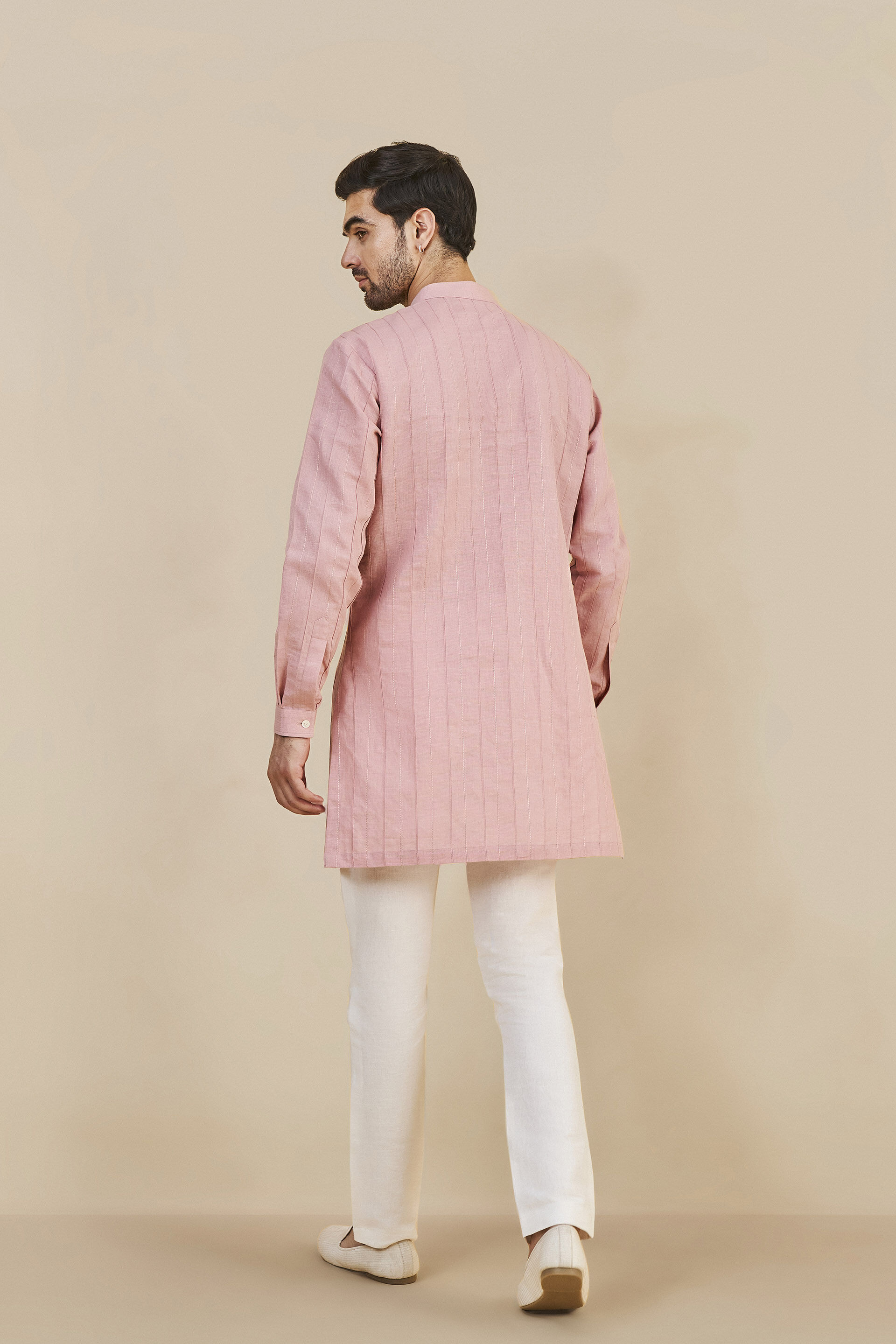 Sarish Linen Kurta - Rose Pink, Rose Pink, image 3