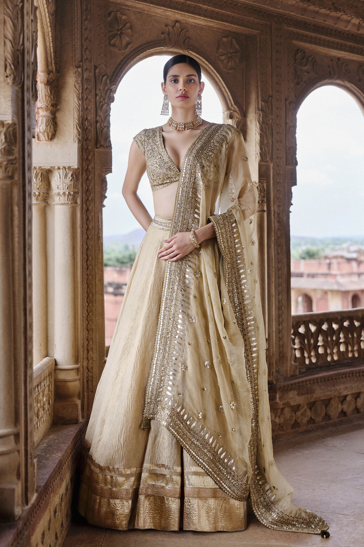 Nehmat Embroidered Lehenga Set - Gold Nehmat Embroidered Lehenga Set - Gold