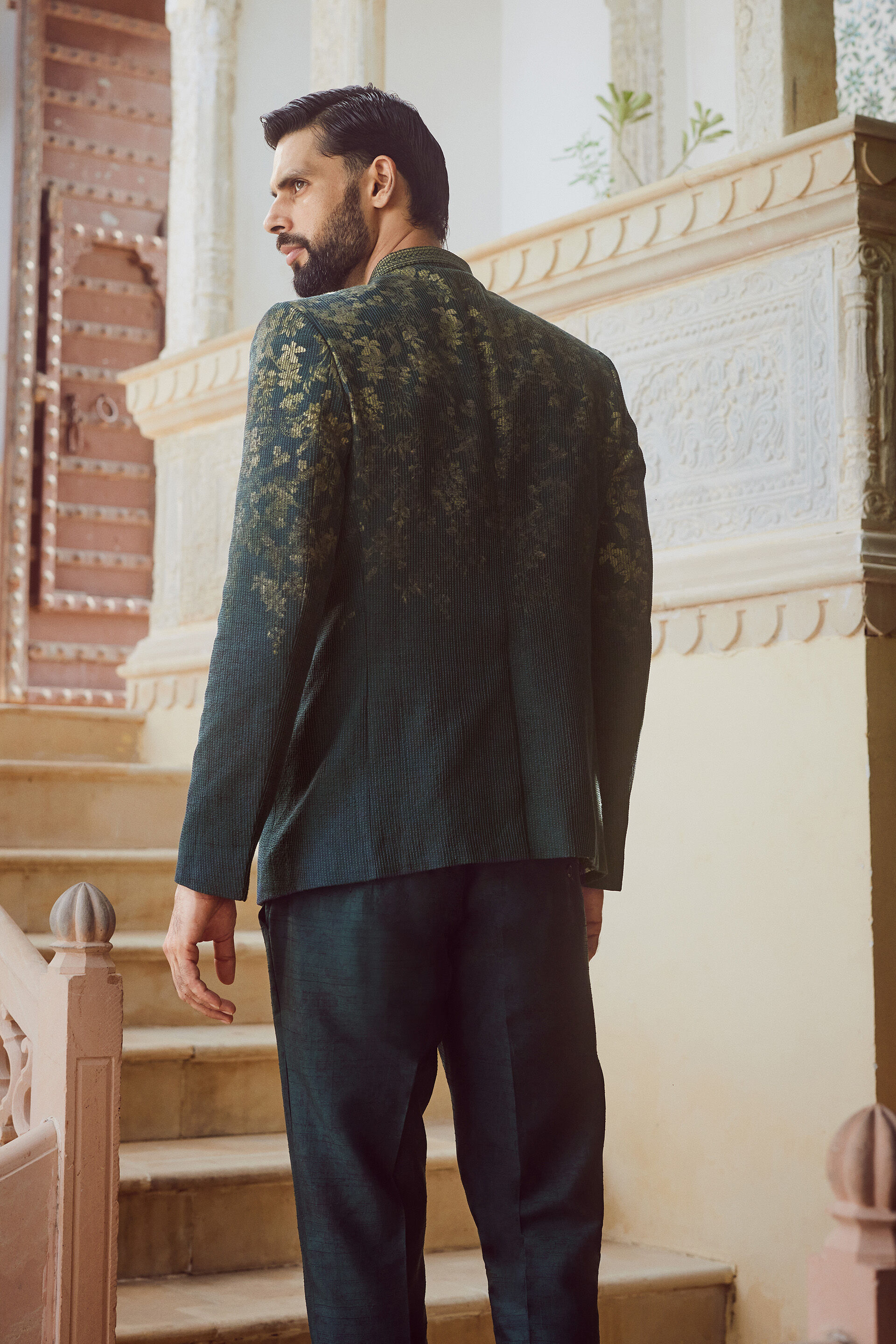 Zahir Silk Bandhgala - Green