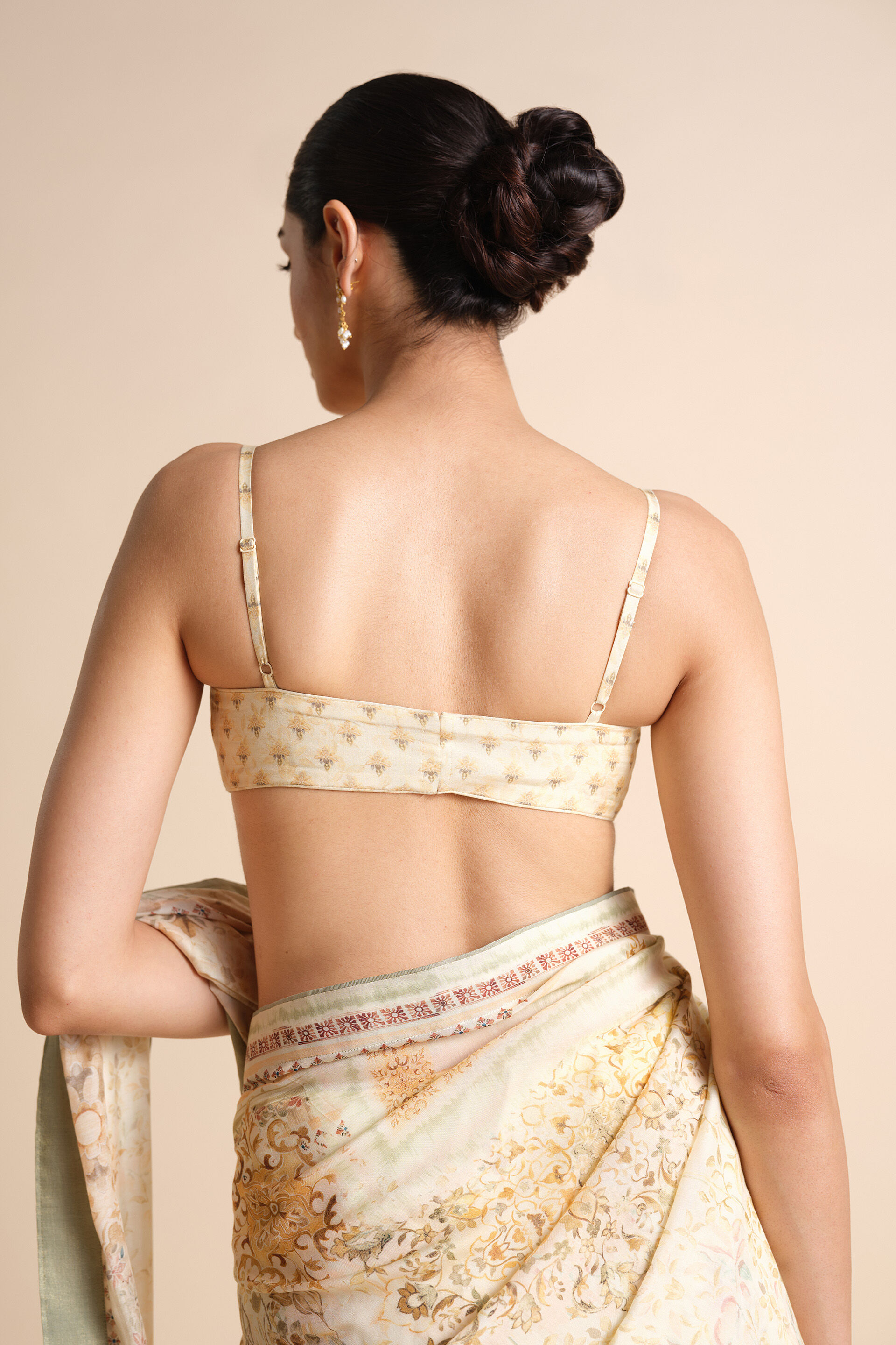 Vanora Printed Saree - Cream, Cream, image 7