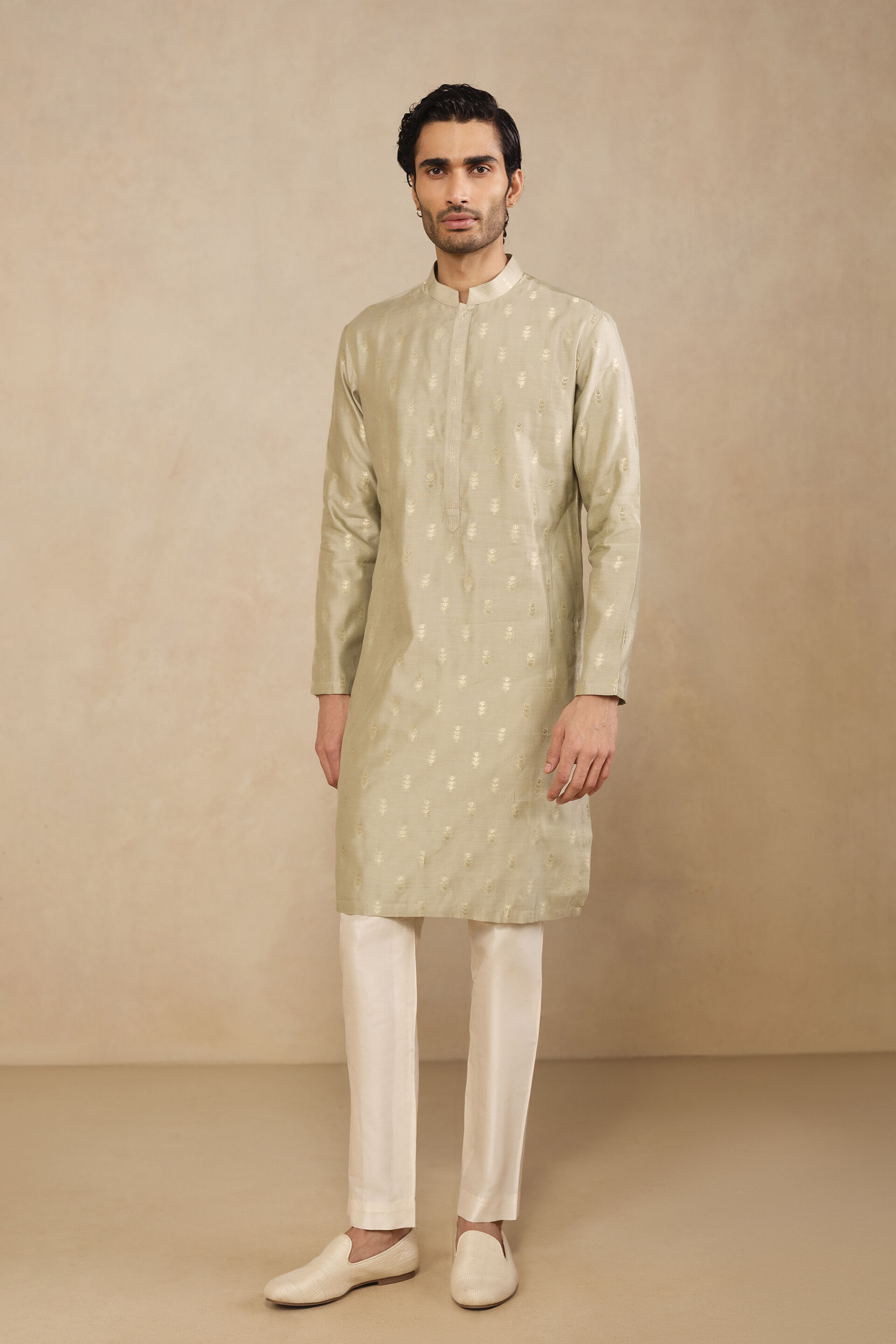 Aryam Woven Benarasi Kurta - Sage