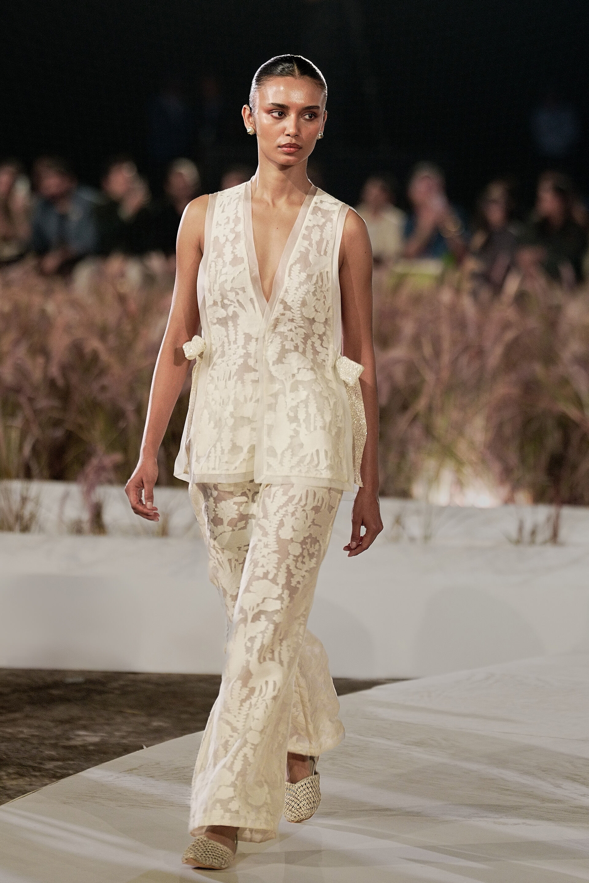 Shitora Woven Benarasi Silk Co-ord - Ivory