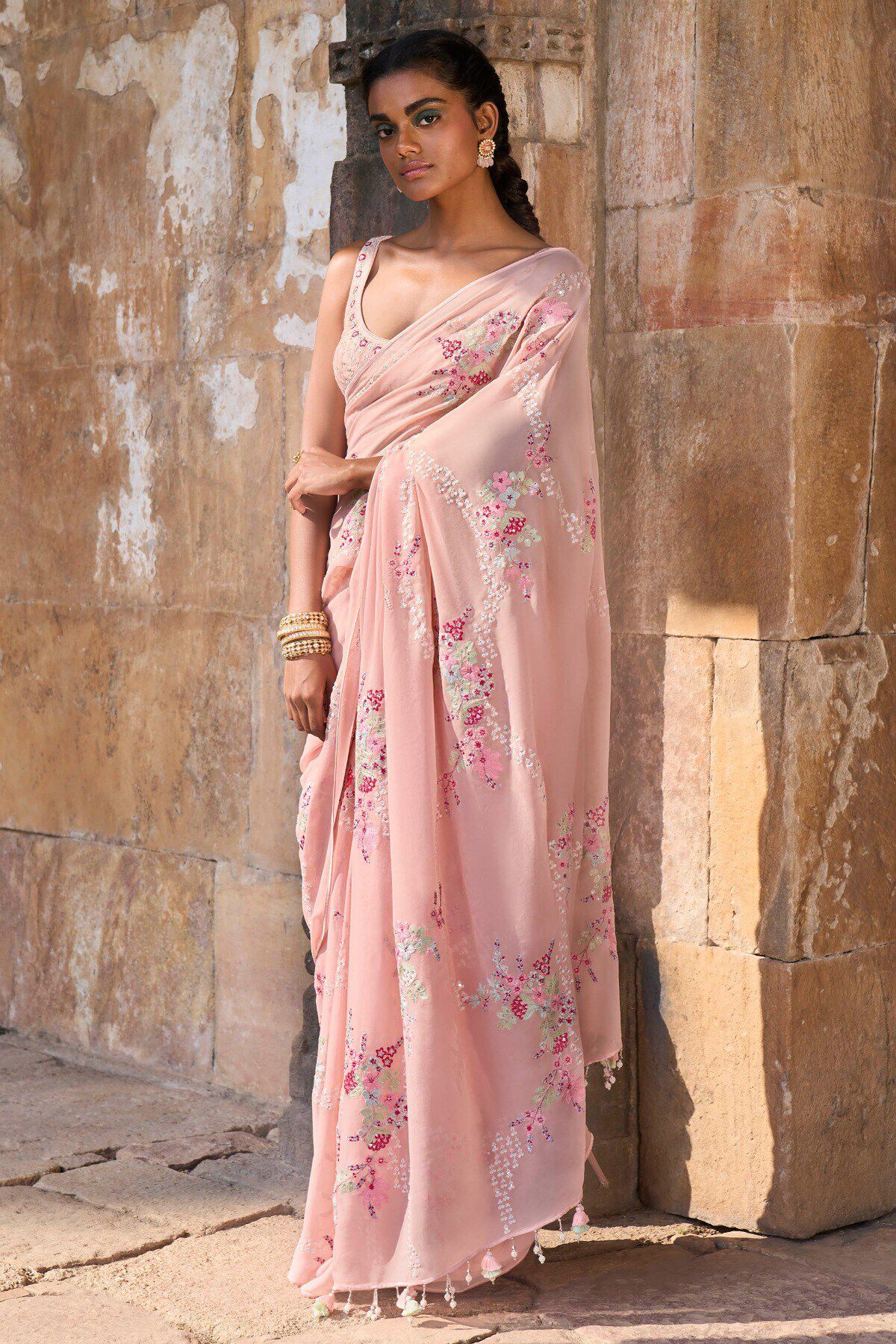 Alyssa Saree Set - Blush, Blush, image 1