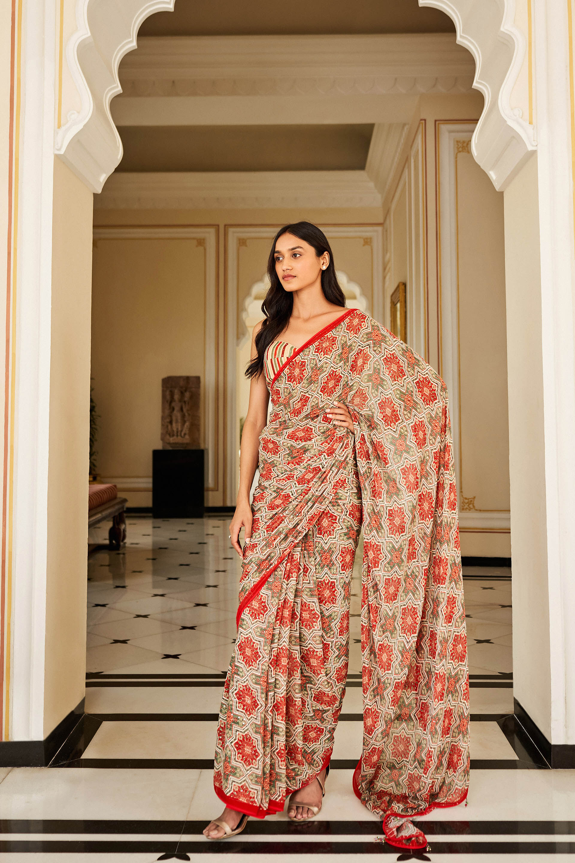 Shovana Saree - Cream, Cream, image 1