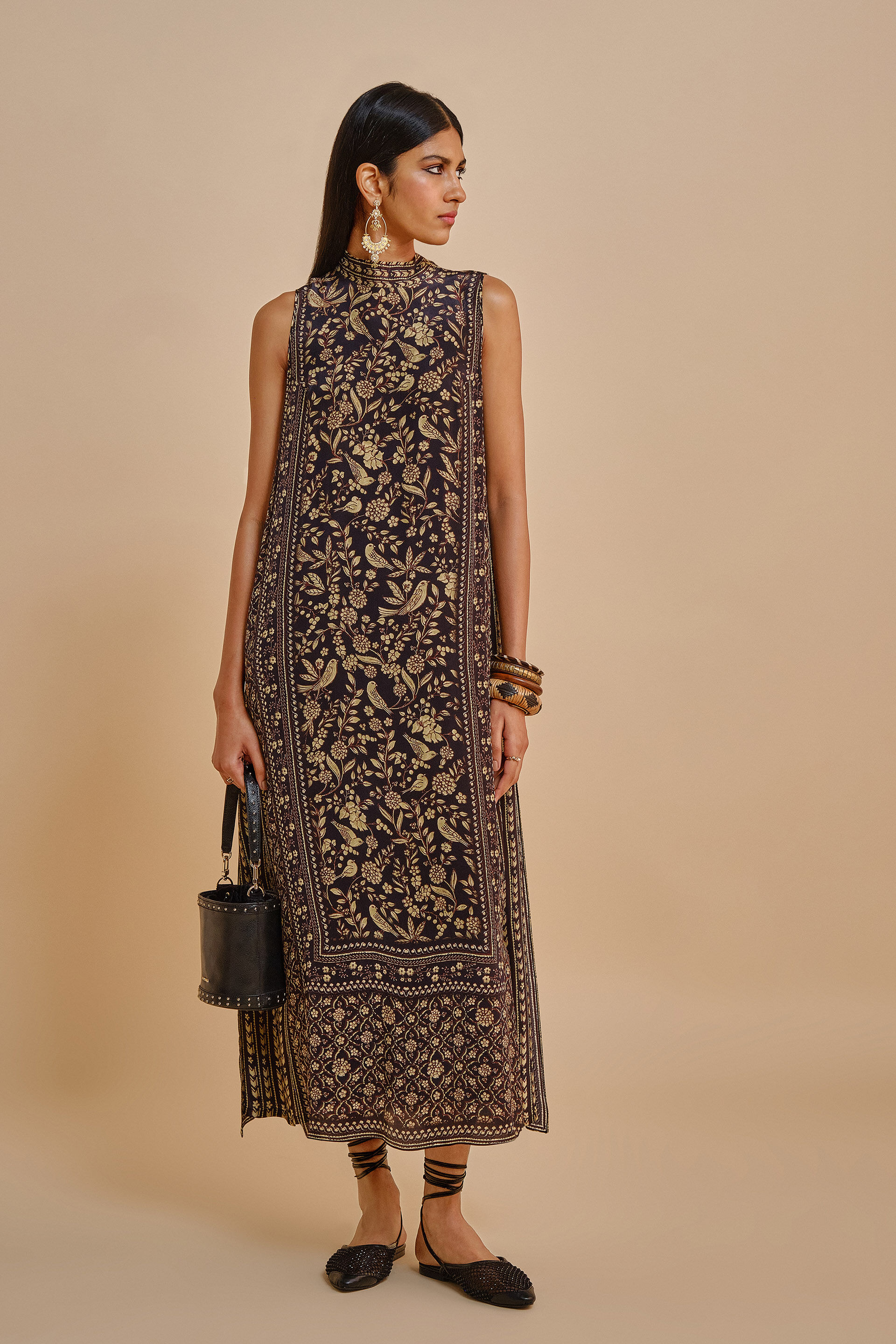 anita dongre black dress Black Beaded Back Dress 20W