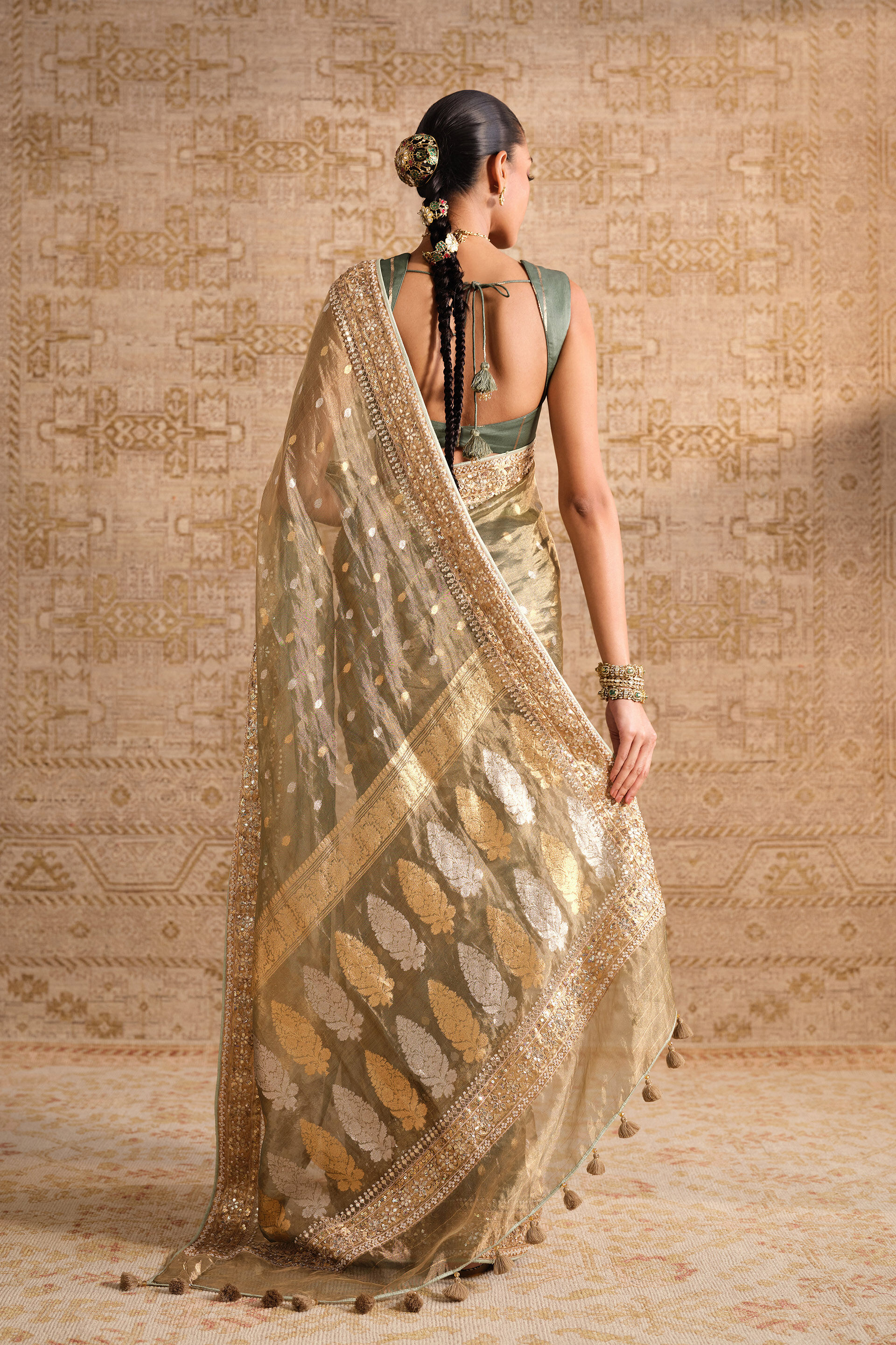 Devya Handwoven Benarasi Silk Saree - Sage