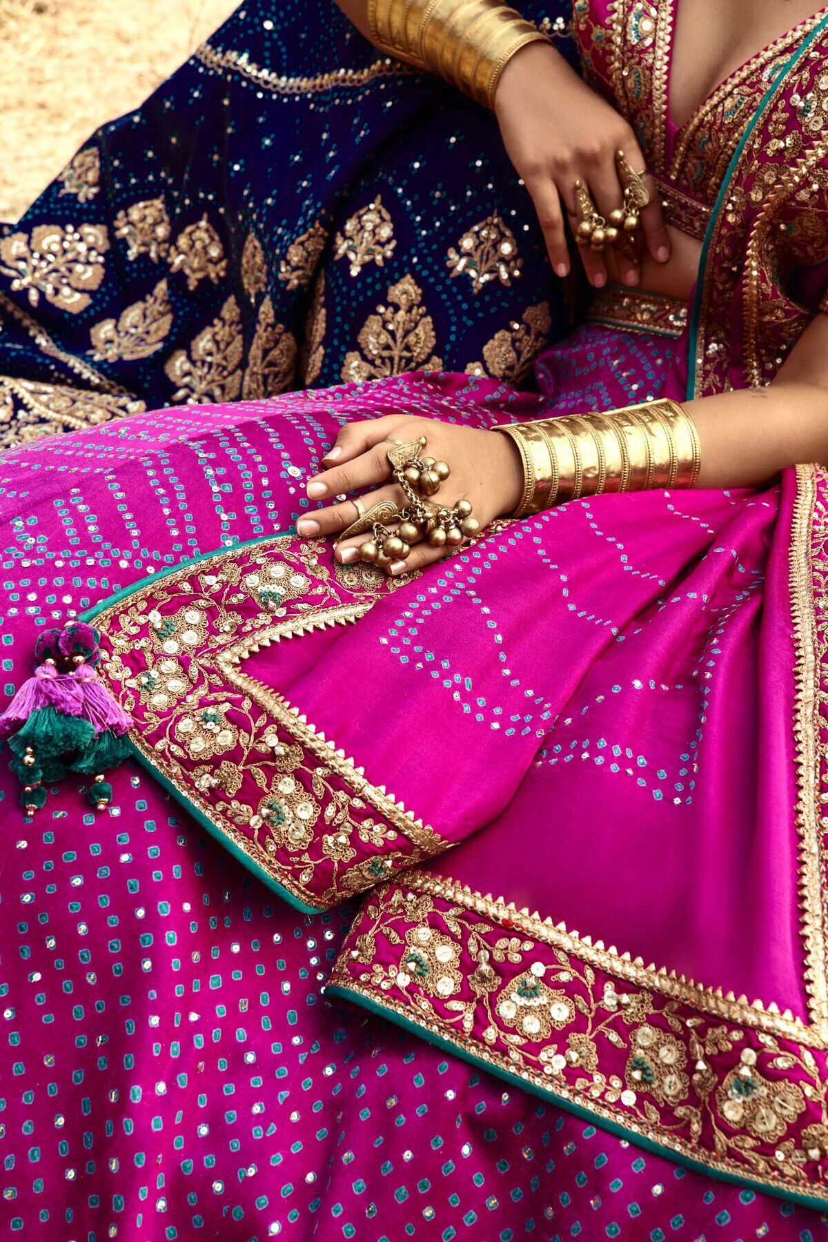 Bandhej Printed Yellow Gaji Silk Haldi Special Lehenga Choli – TAPEE