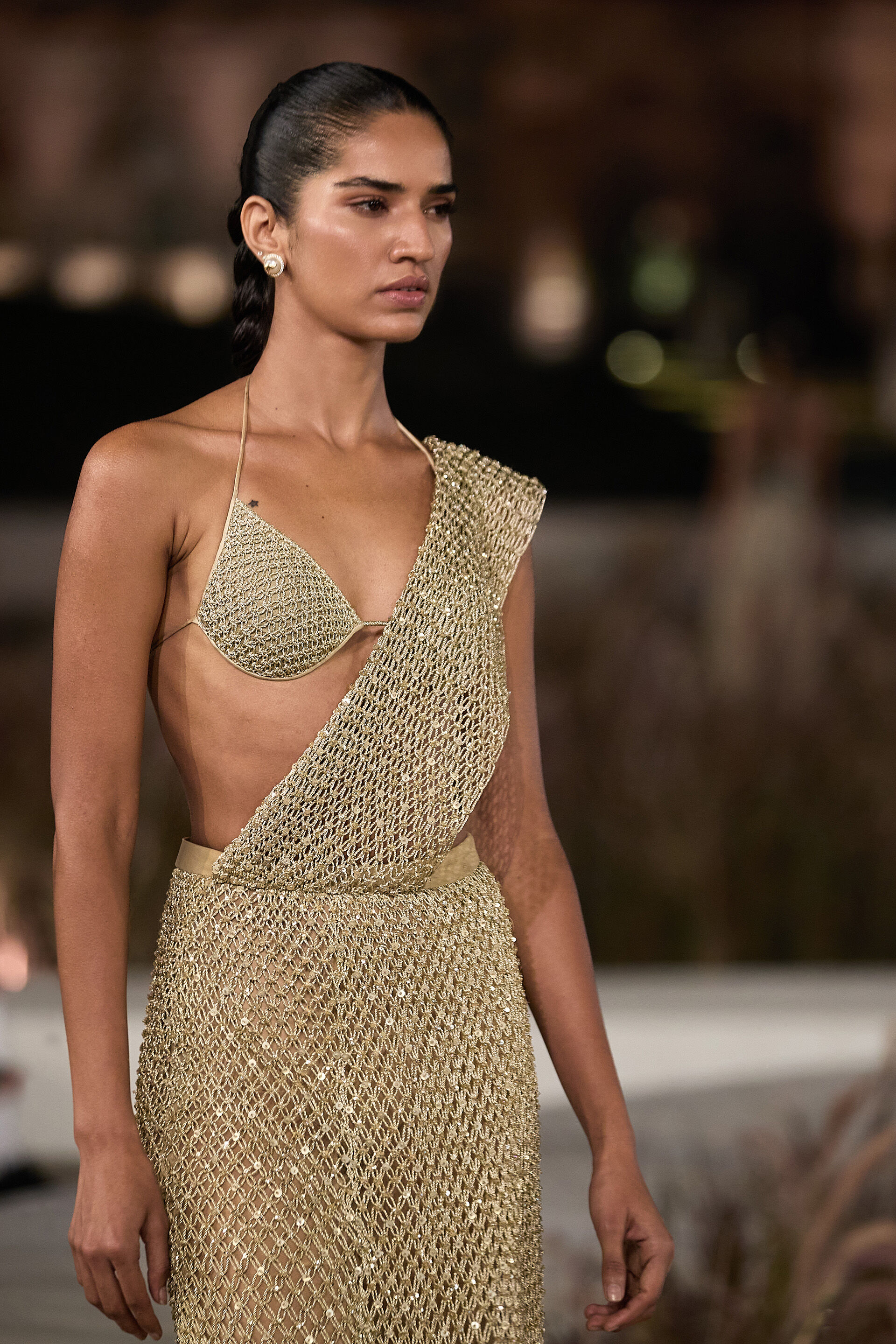 Kimbra Macrame Pre-draped Saree - Gold