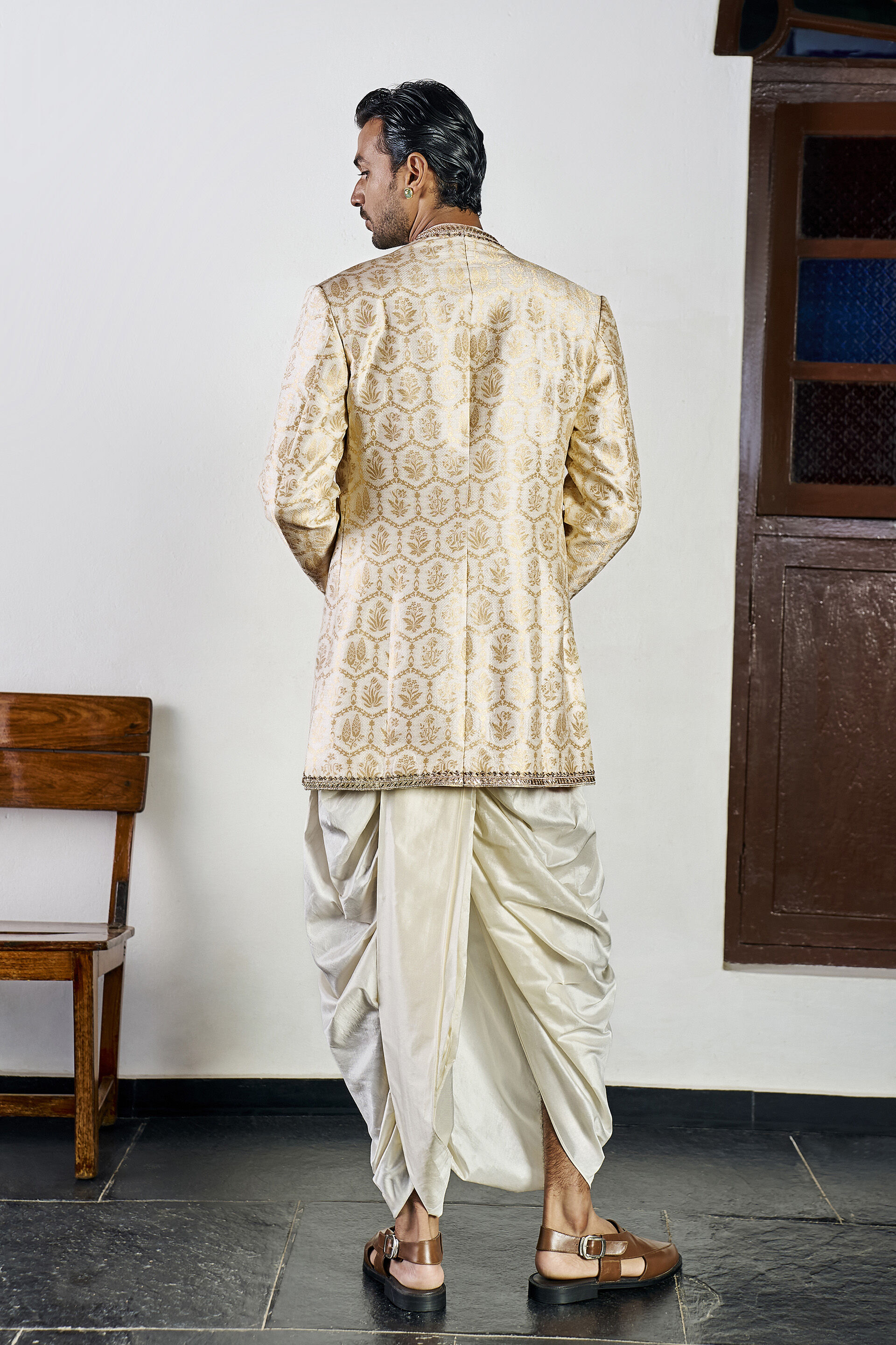 Hriday Kurta in Ivory Benarasi, Ivory, image 2
