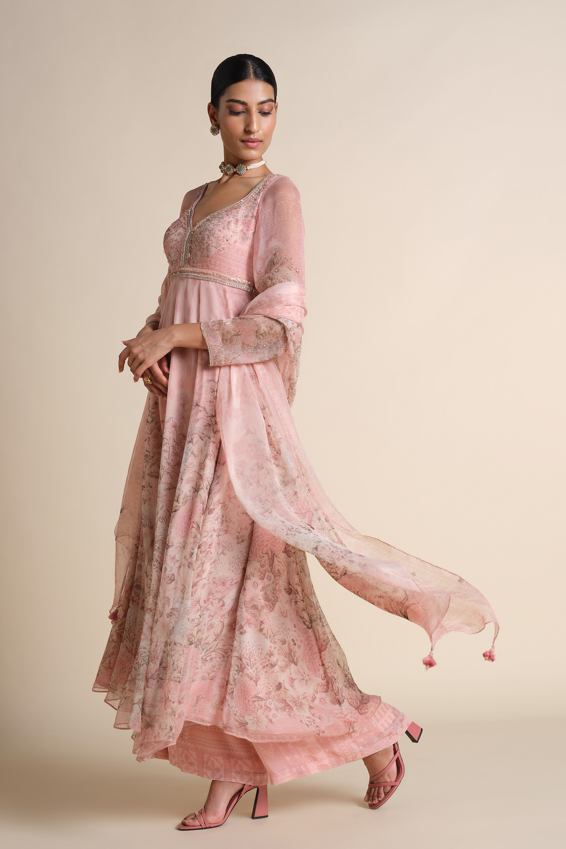 Aria Silk Anarkali Silk Set - Blush, Blush, image 3