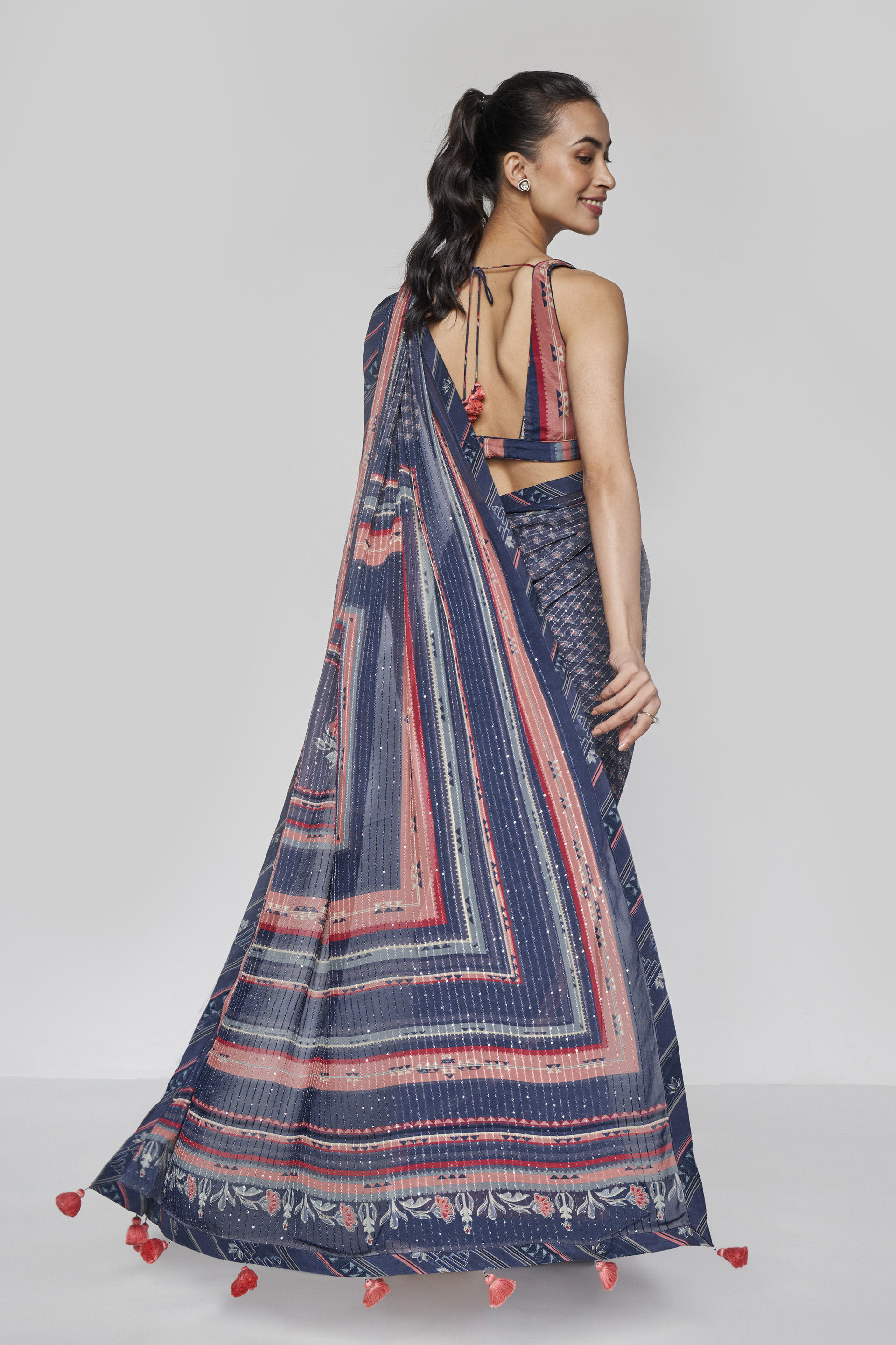 Bluesette Saree Set - Blue, Blue, image 4