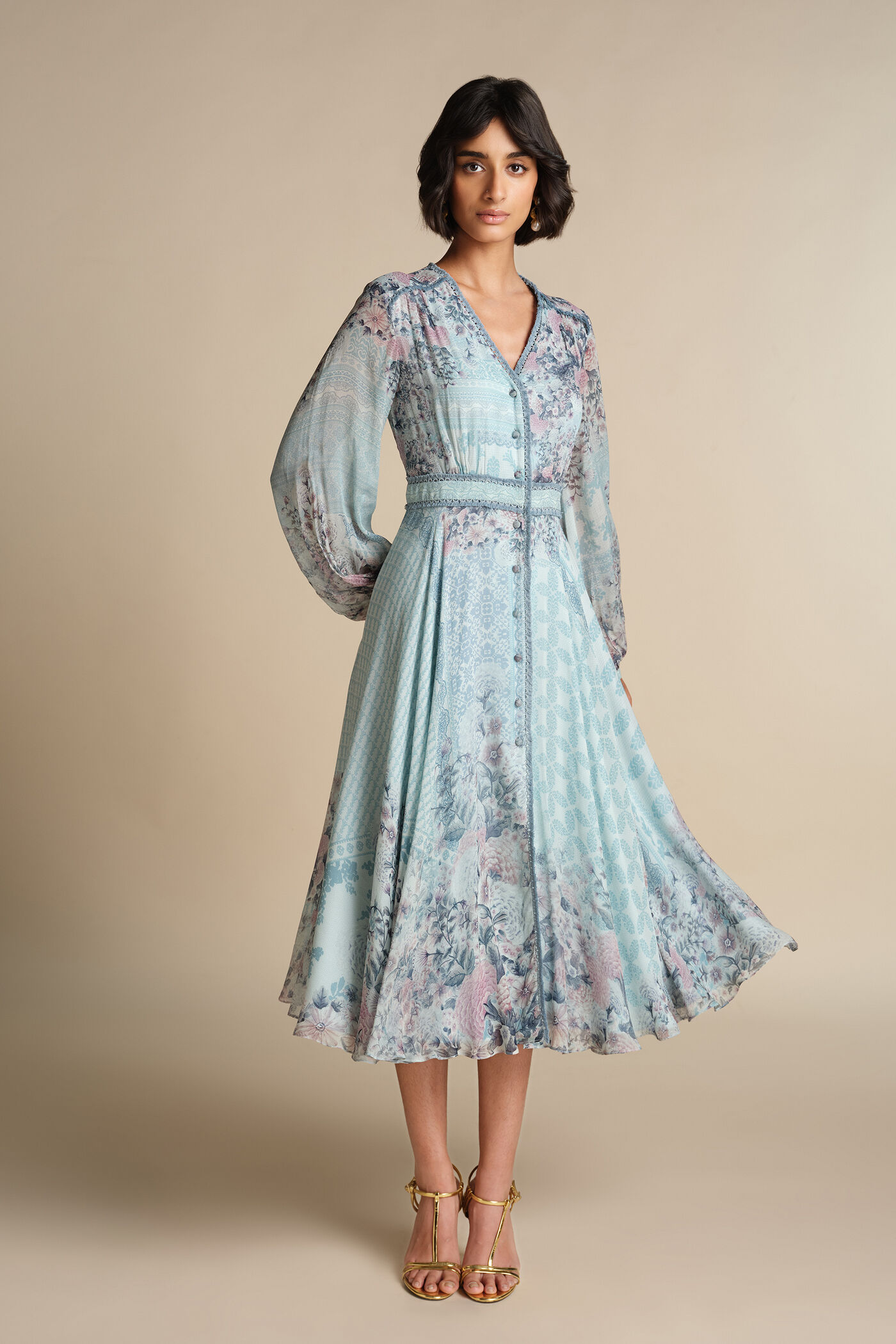 anita dongre blue dress Ryka Silk Dress