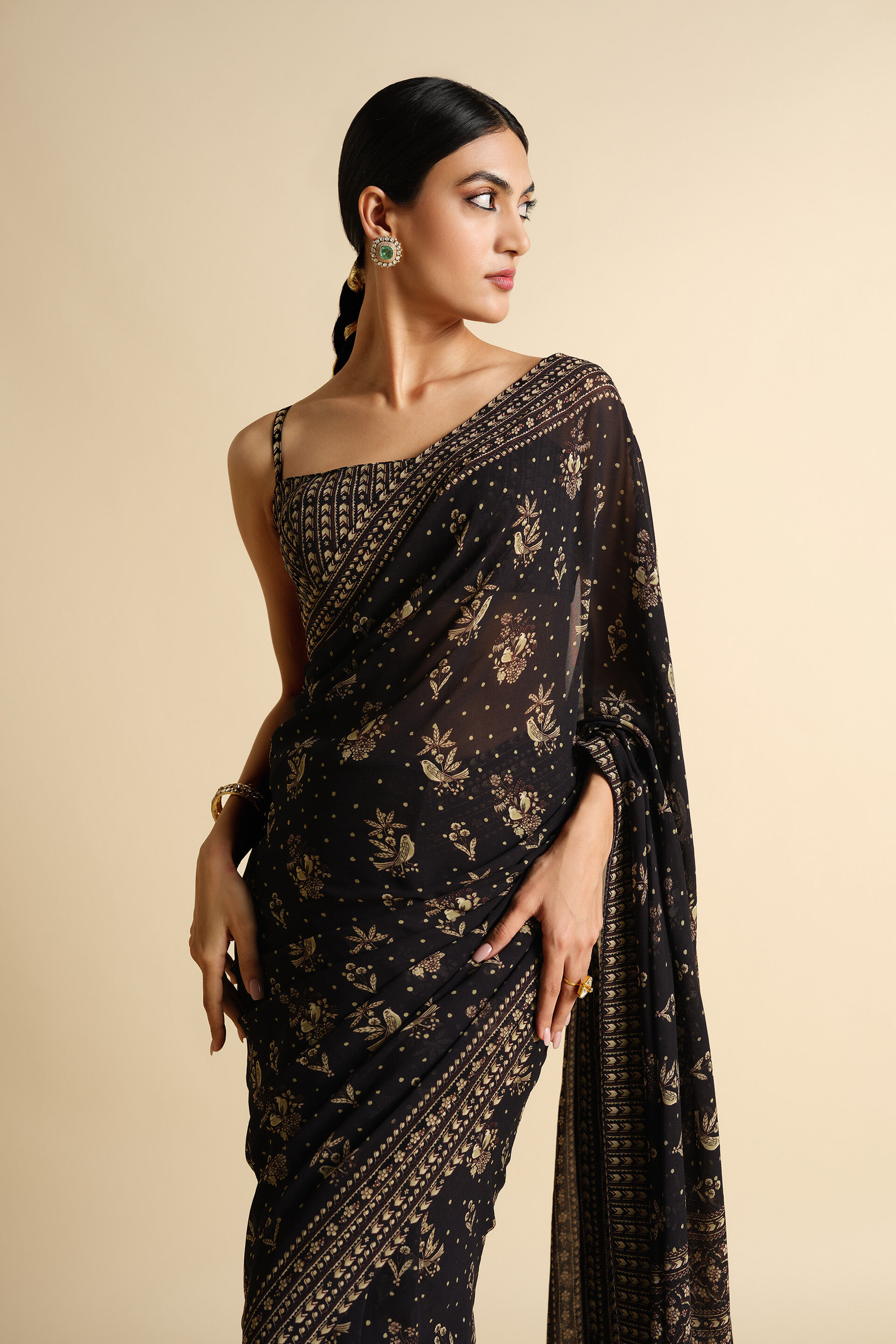 Kshipa Georgette Saree, Black, image 3