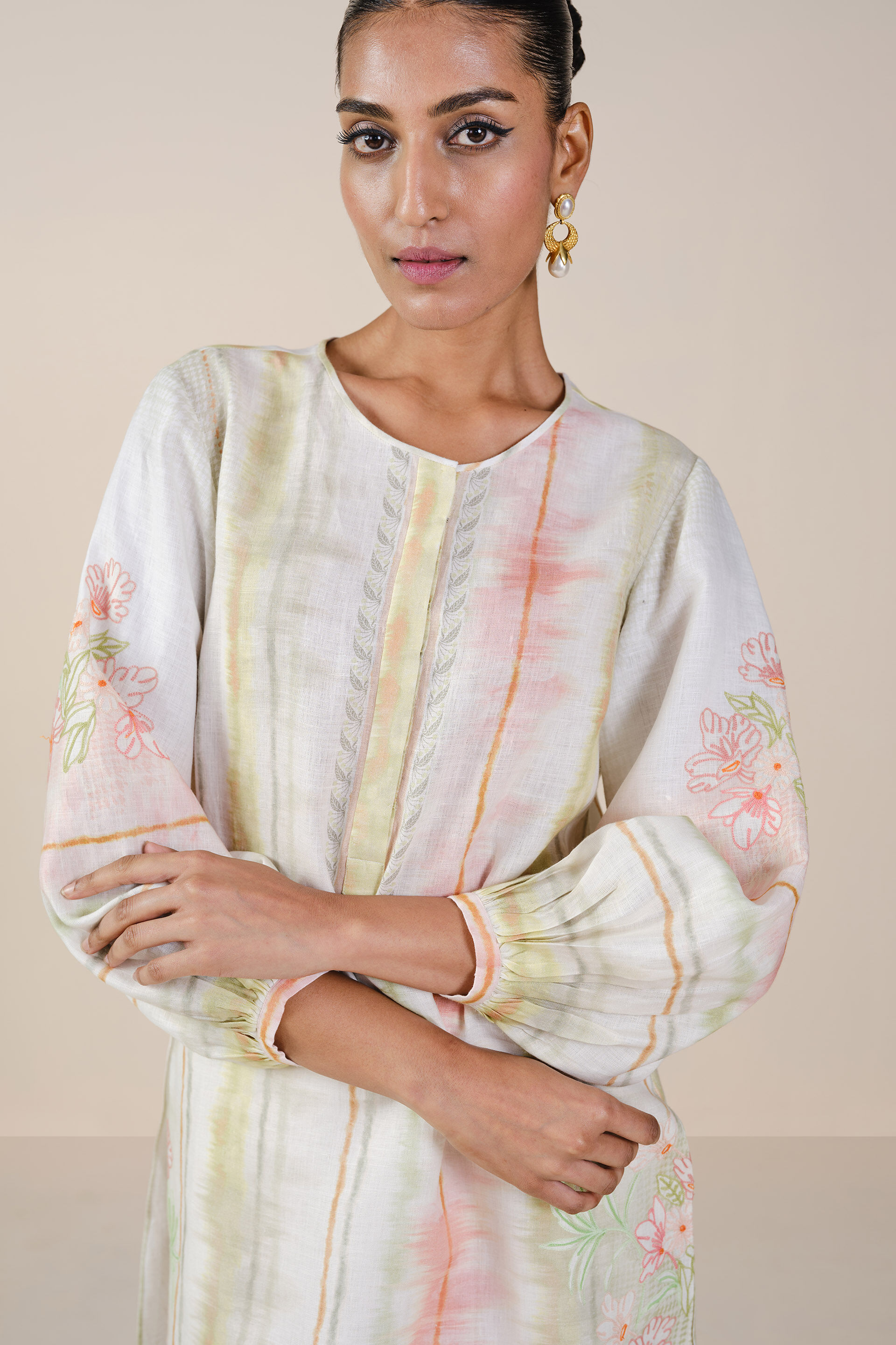 Savan Printed Hemp Kurta Set - Natural, Natural, image 4