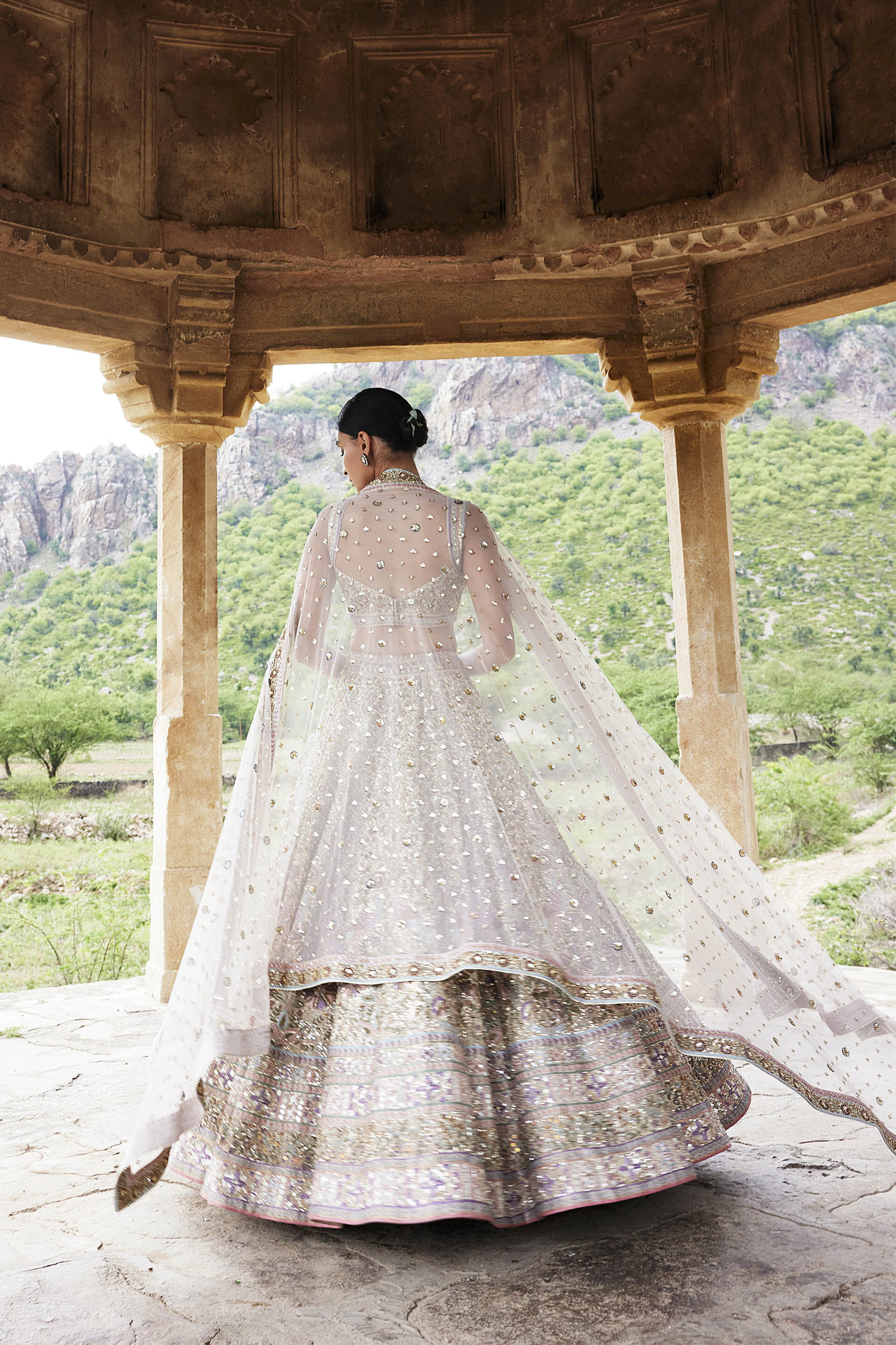 Mridhini Zardozi & Resham Silk Lehenga - Beige, Beige, image 6