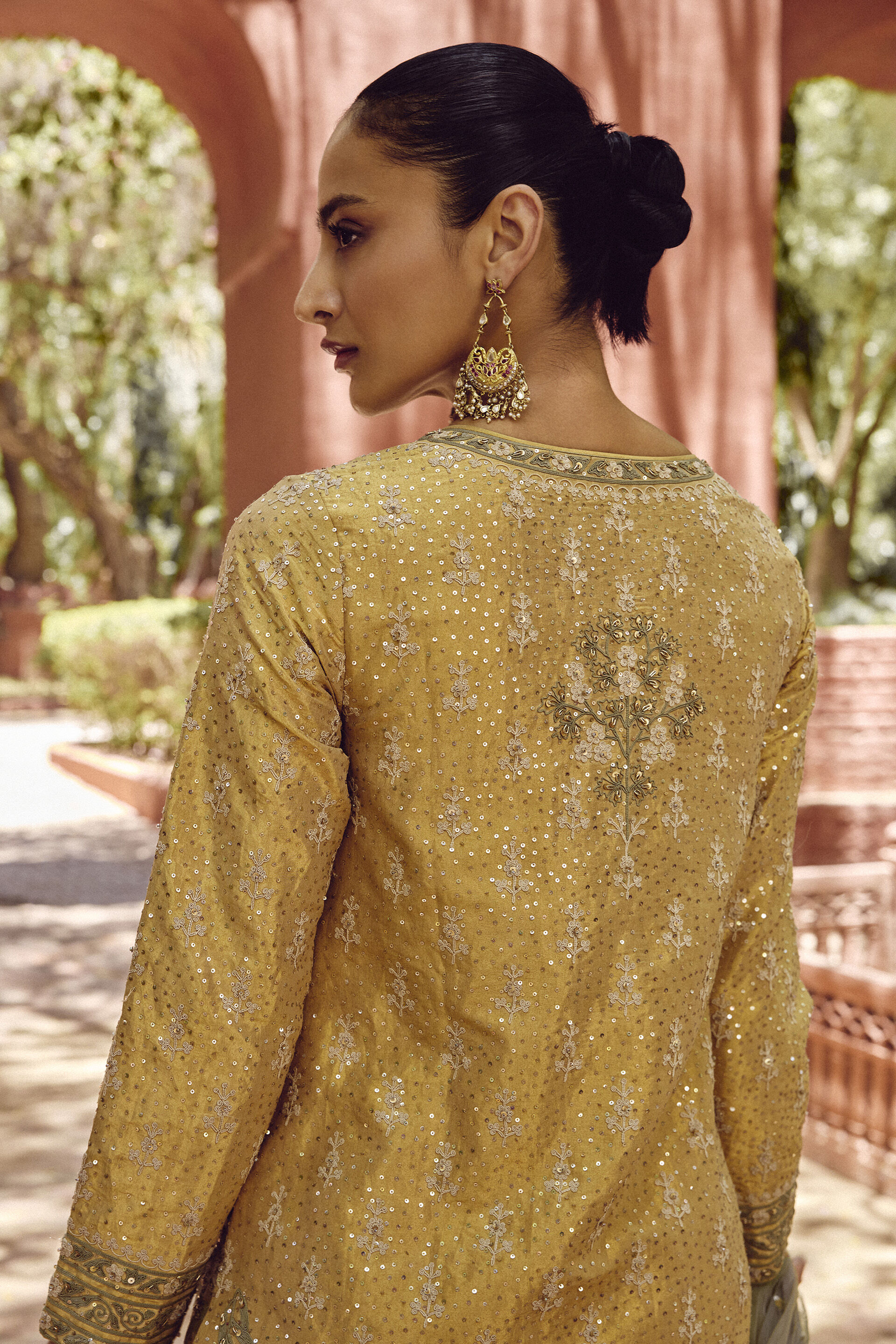 Ikshita Embroidered Silk Suit Set - Gold, Gold, image 5