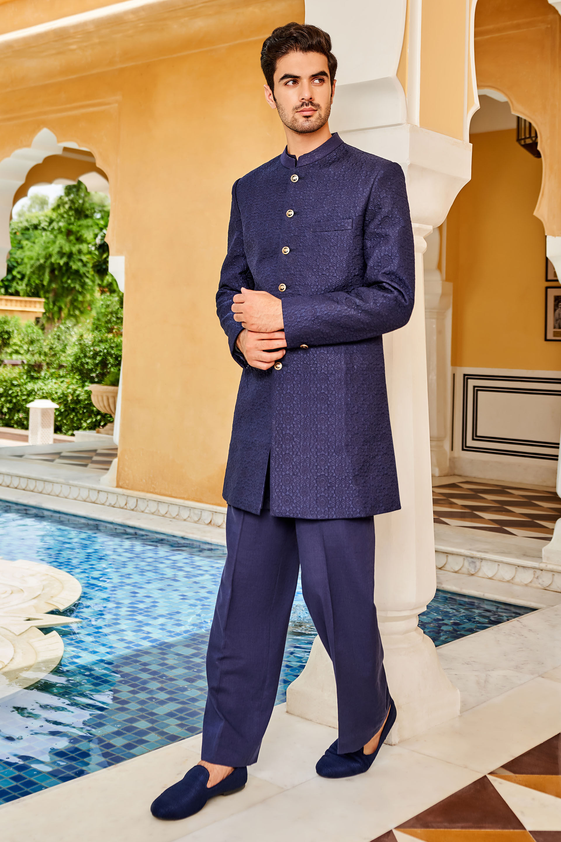 Navy sherwani on sale