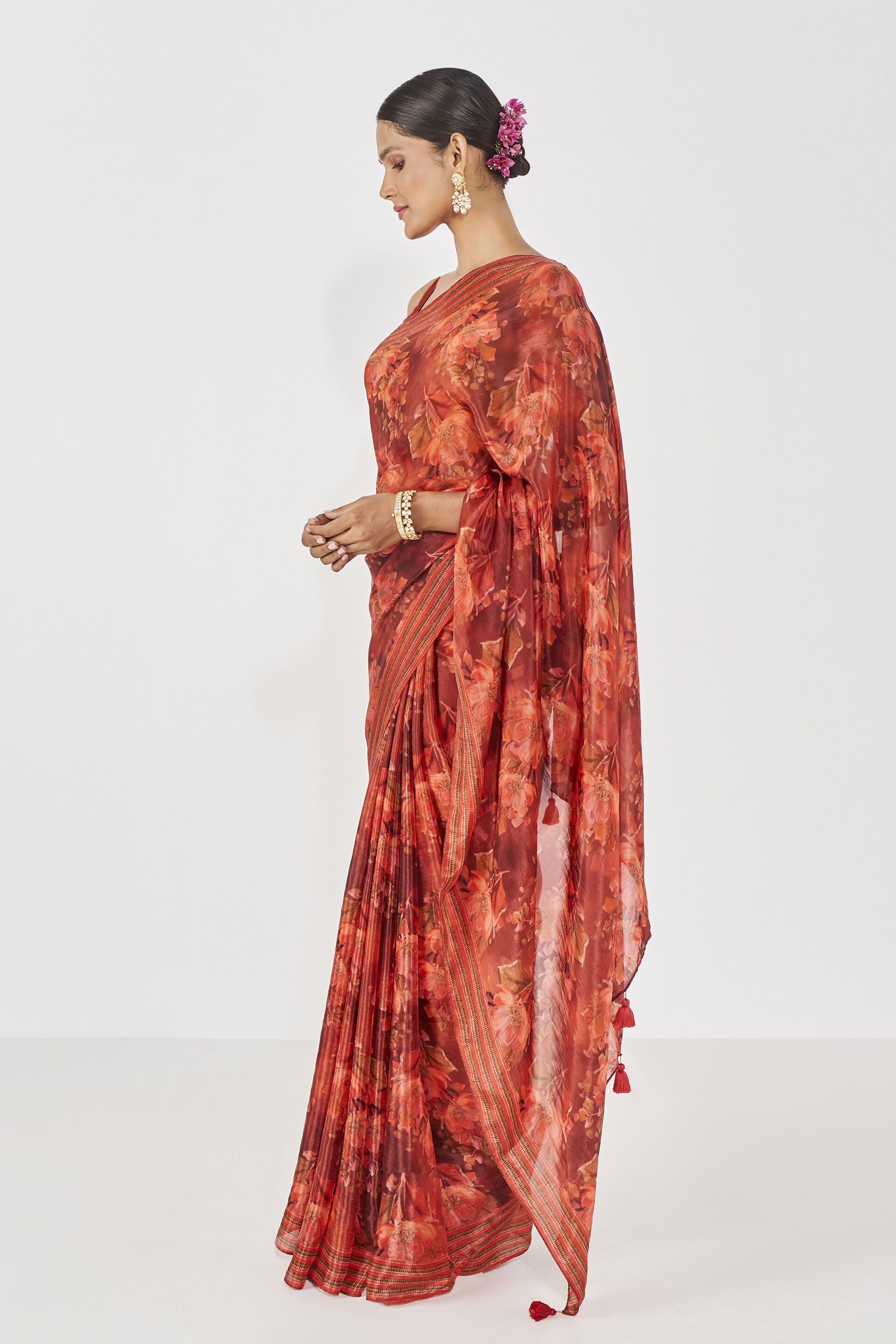 Tanaz Saree - Orange, , image 4
