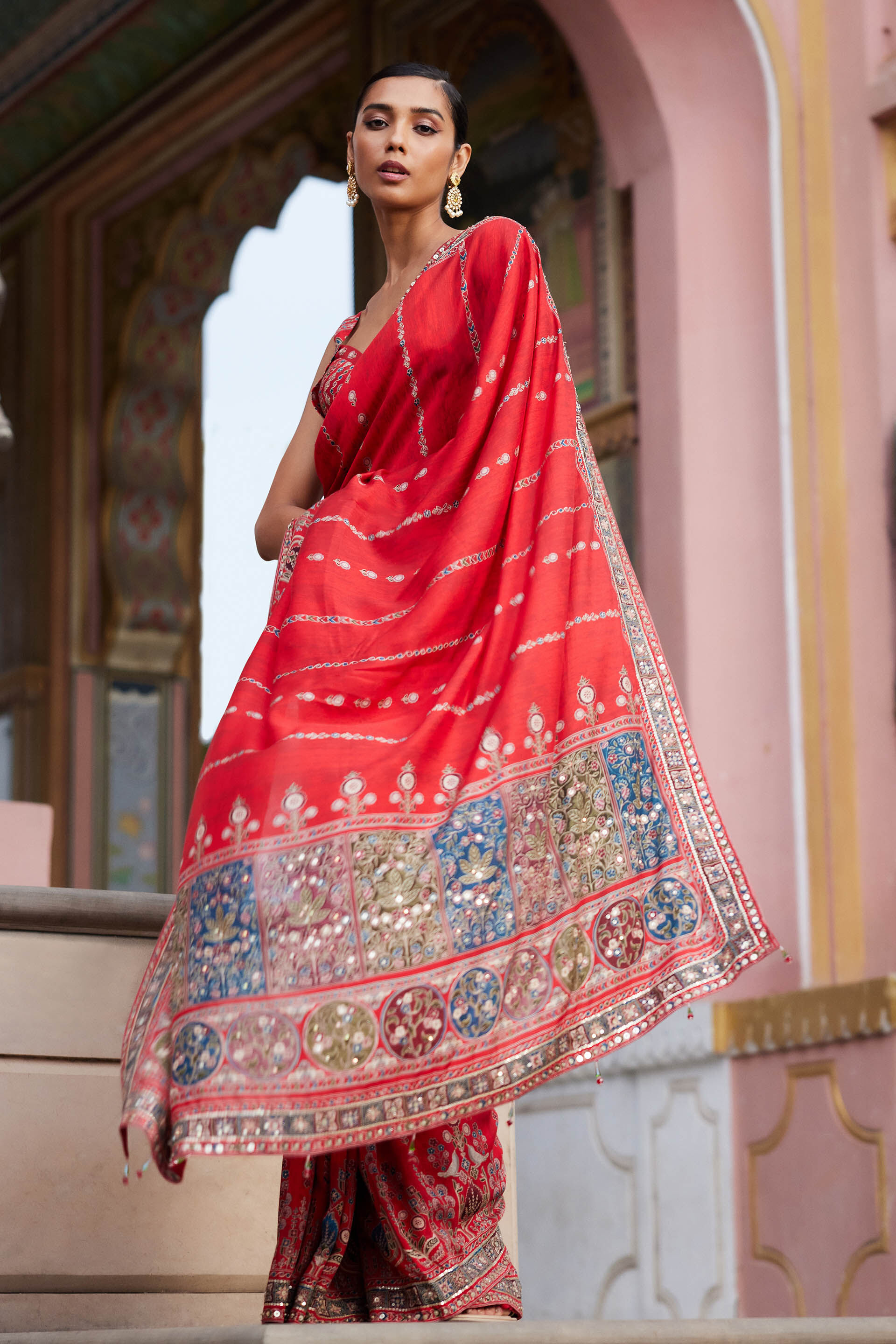 Nuris Saree, Red, image 1