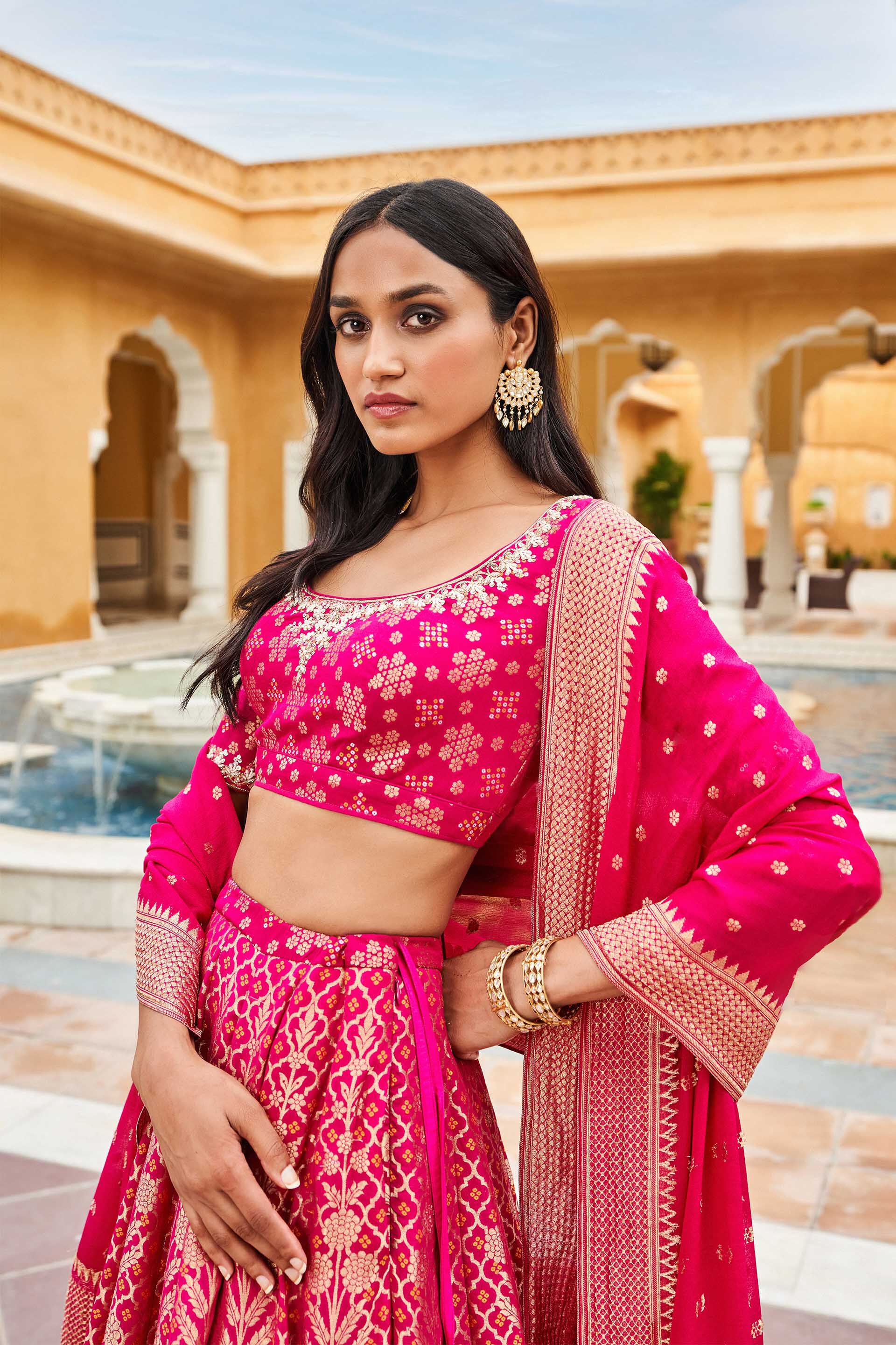 Hot on sale pink lengha