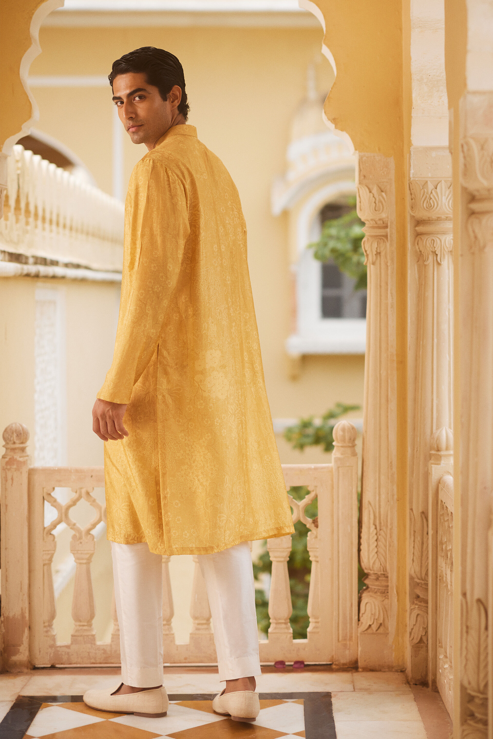 Nandan Silk Kurta - Mustard