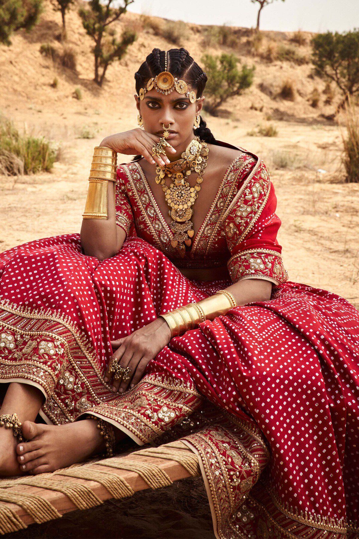 Bhuvi Bandhani Lehenga Set Red