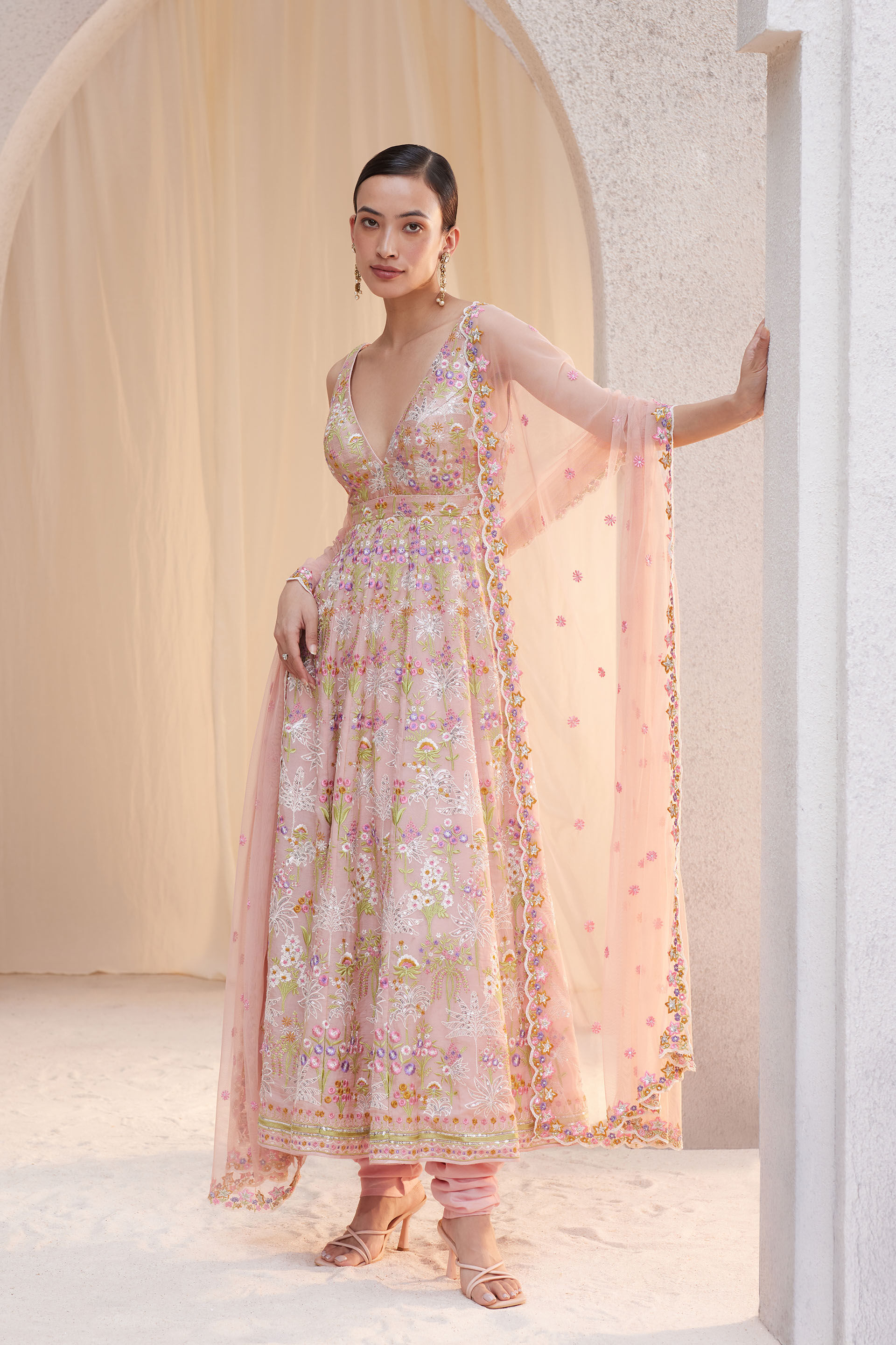 Butterfly Anarkali Set Blush