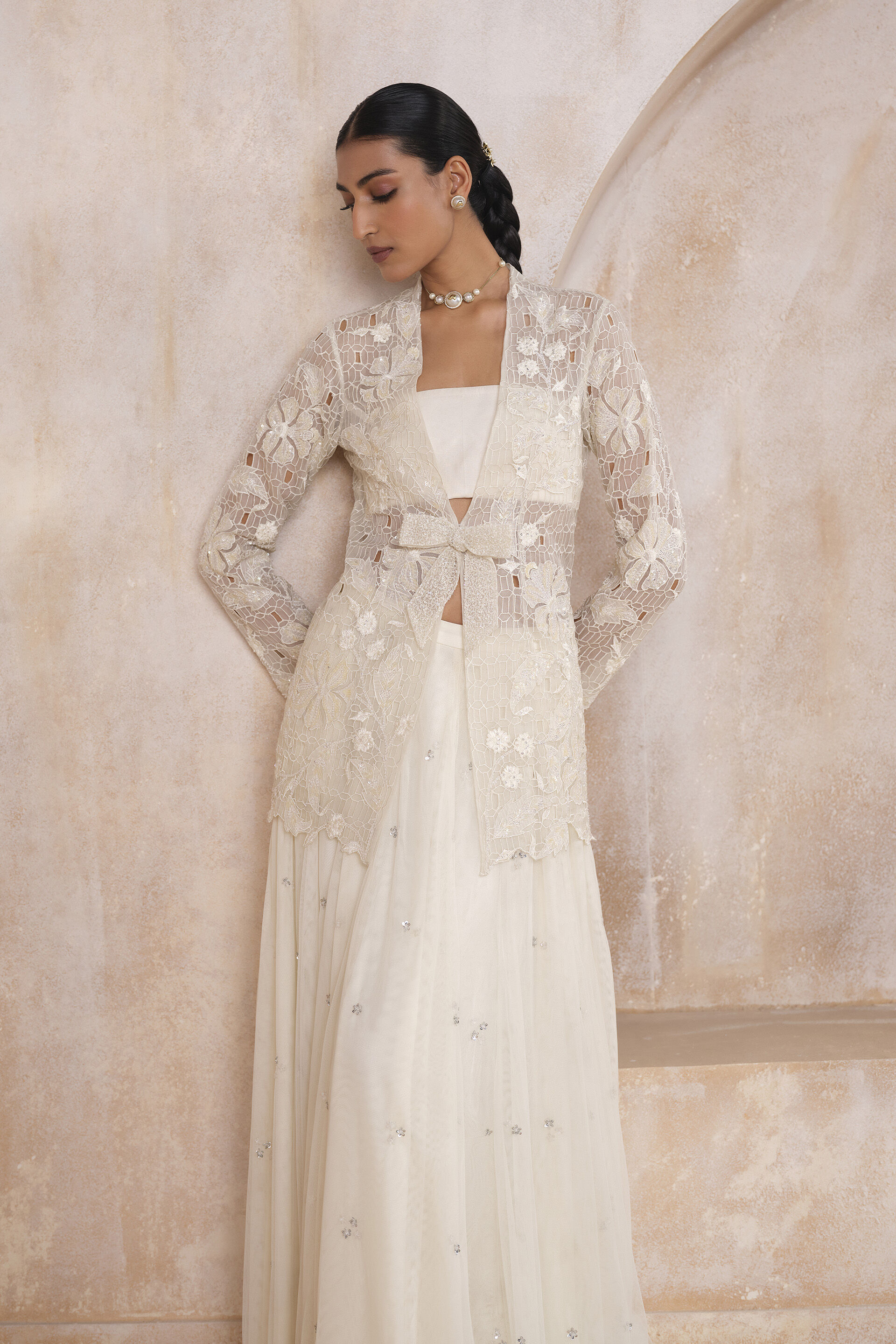 Freyja Applique Skirt Set - Ivory, Ivory, image 4